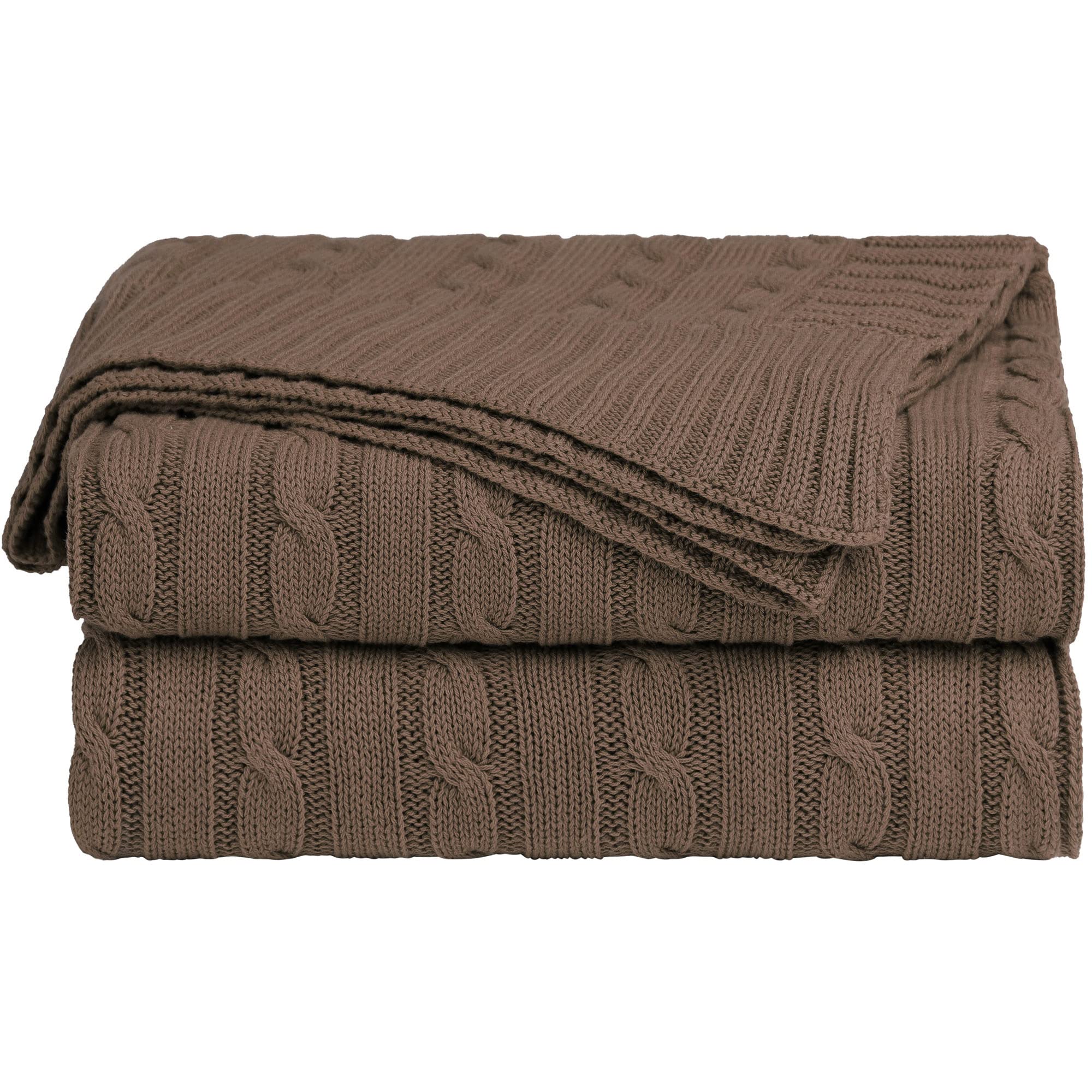Couverture en coton chaud doux marron couvre-lit tricoté lit canapé 120x180