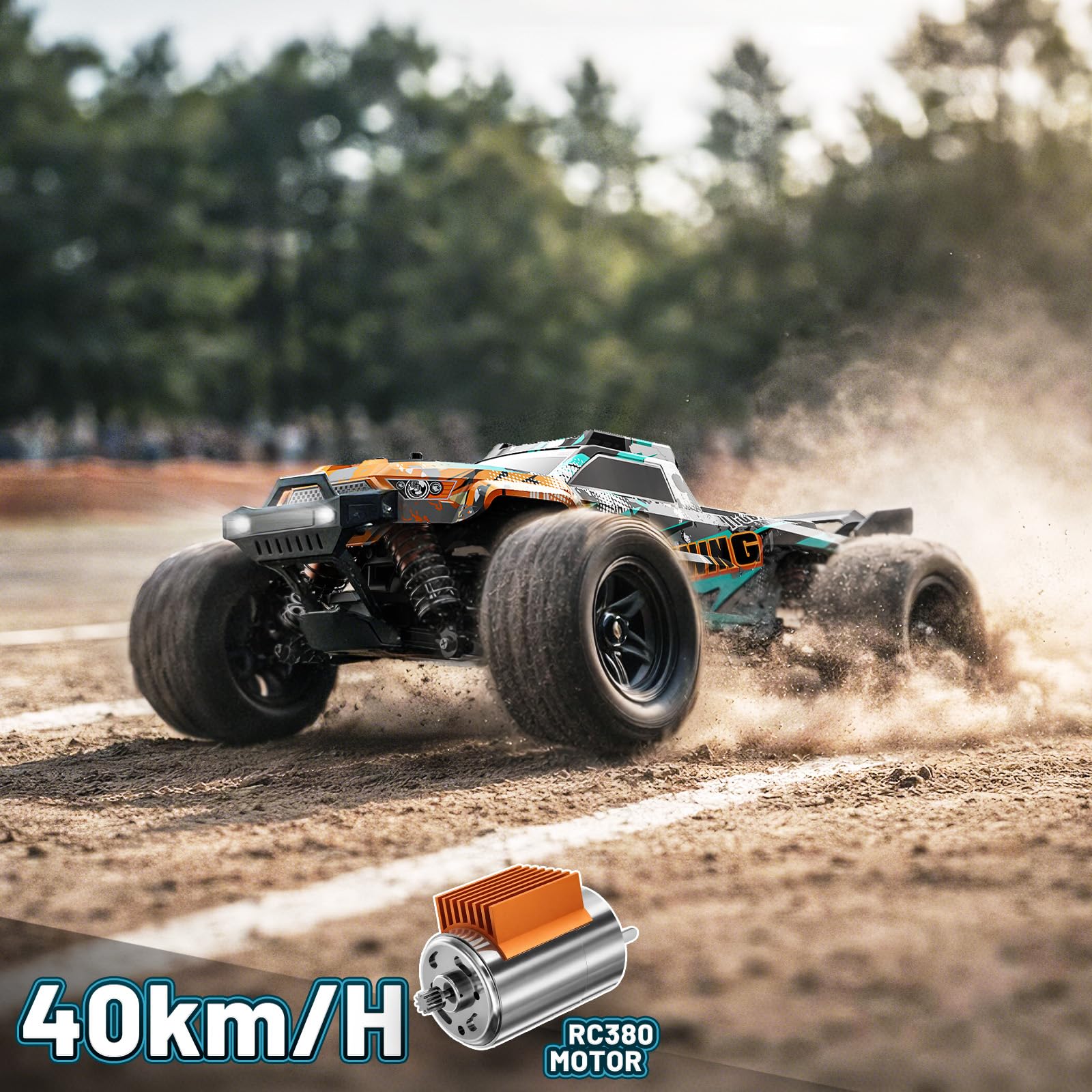 Ferngesteuertes Auto Erwachsene &Jungen 1:18 4WD Monstertruck Ferngesteuert Offroad 40 km/h mit 2 7,4V-1300mAh-Akkus, 2 Karosserien, RC Auto tolles Geschenk für Outdoor-Spaß ab 8 Jahre