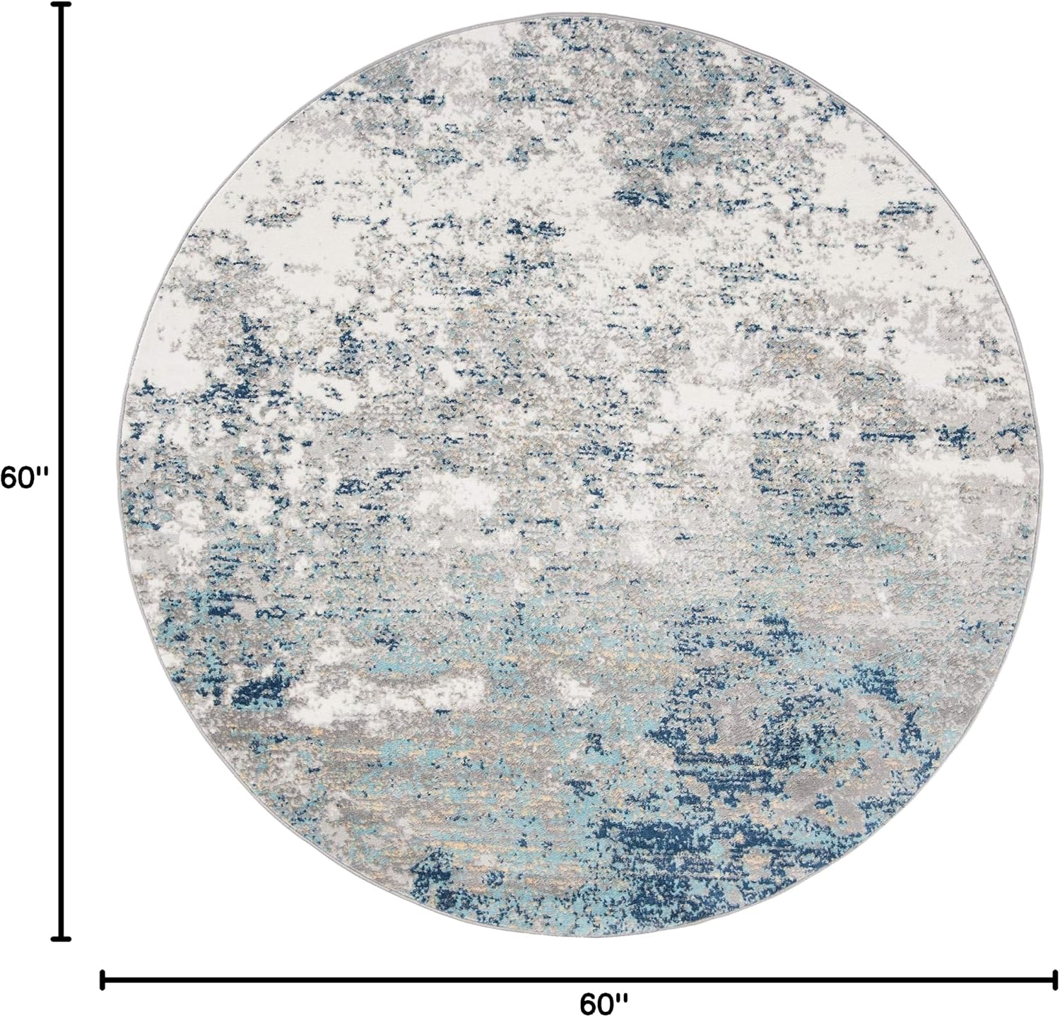 SAFAVIEH Brentwood Collection Area Rug - 5' Round, Light Grey & Blue, Modern Abstract Design, Non-Shedding & Easy Care, Ideal for High Traffic Areas in Living Room, Bedroom (BNT822F)