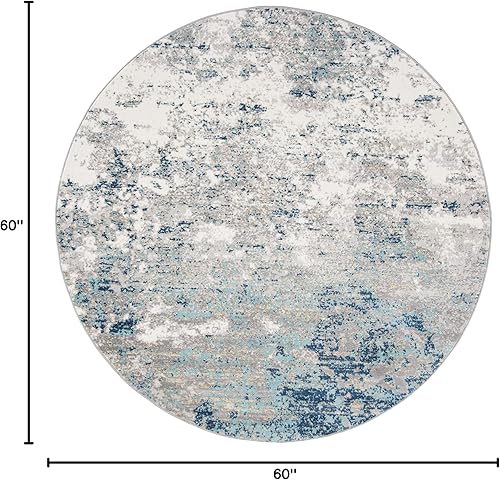 Miniatura 53 de SAFAVIEH Brentwood Collection - Alfombra de área de 9 x 12 pies, gris claro y azul, diseño abstracto moderno, no desprende pelusa y de fácil azul