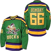Vista 12 de Camiseta de Mighty Ducks #96 Charlie Conway #99 Adam Banks #33 Greg Goldberg #66 Gordon Bombay de la película de hockey blanco verde