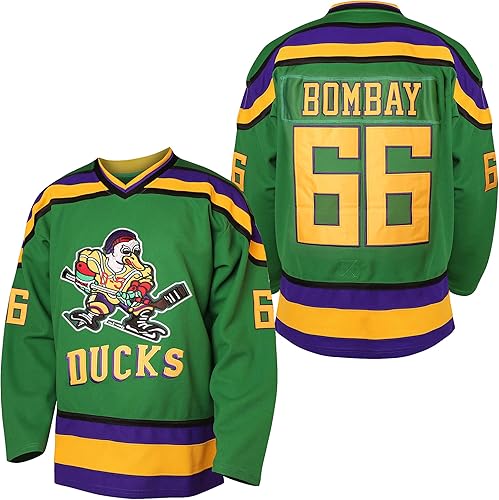 Miniatura 12 de Camiseta de Mighty Ducks #96 Charlie Conway #99 Adam Banks #33 Greg Goldberg #66 Gordon Bombay de la película de hockey blanco verde