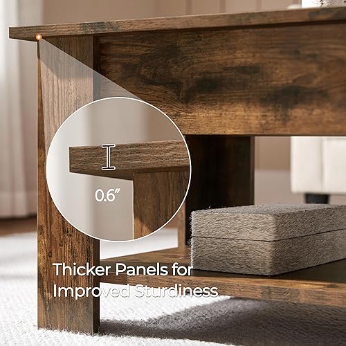 Miniatura 18 de Yaheetech - Mesa de centro con almacenamiento oculto Espresso,Negro -,Gris,Marrón (Rustic Brown),Blanco