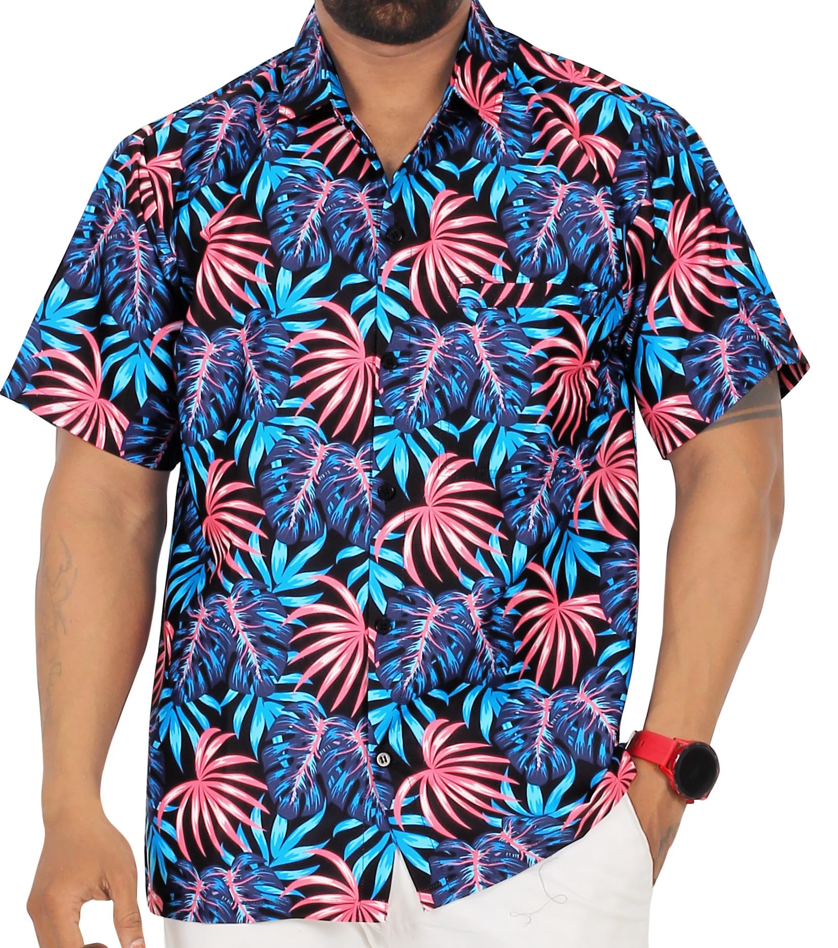 HAPPY BAY Men's Hawaiian Shirt Collar Vacation