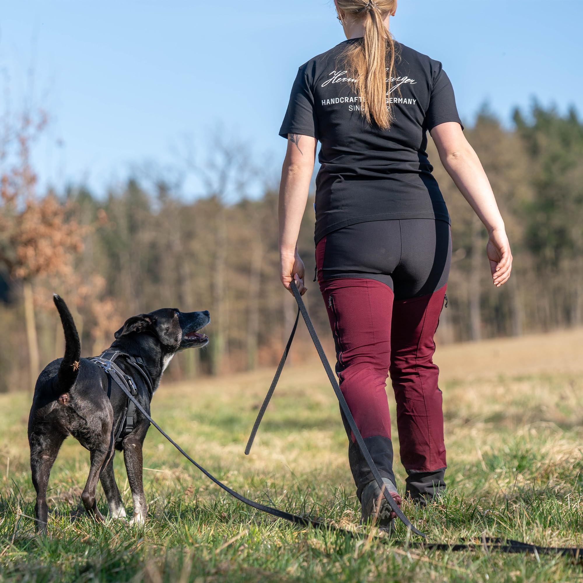 SPRENGER Footballgrip BioThane Schleppleine 10 m - ohne Handschlaufe, schwarz - robuste Hundeschleppleine für Training, Arbeit und Alltag
