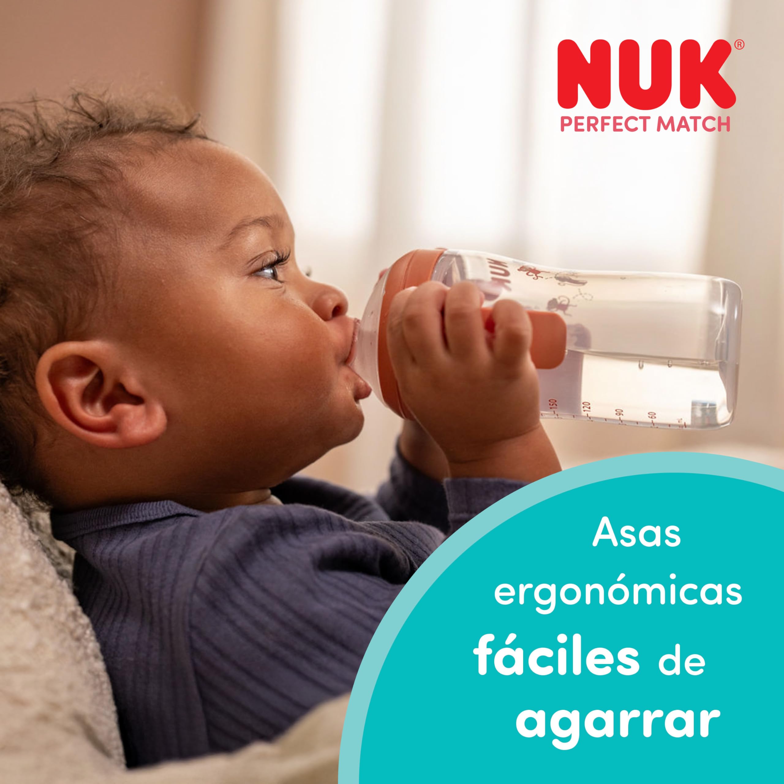 NUK Perfect Match Vaso de Aprendizaje Bebe | 6+ meses | 150 ml | Vaso antiderrames para niños pequeños | Asas antideslizantes | Disney Ígor | 1 unidad