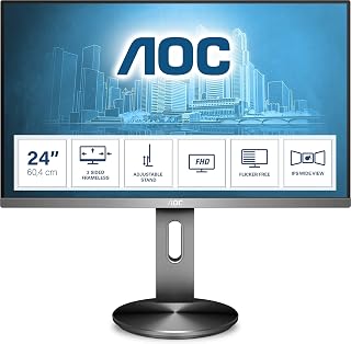 AOC I2490PXQU - 24 Inch FHD Monitor, 60Hz, 4ms, IPS, Speakers, Frameless Design, FlickerFree (1920 x 1080 @ 60Hz, 250cd/m², HDMI 1.4 x 1, DisplayPort 1.2 x 1, VGA, USB 3.0 x 4)