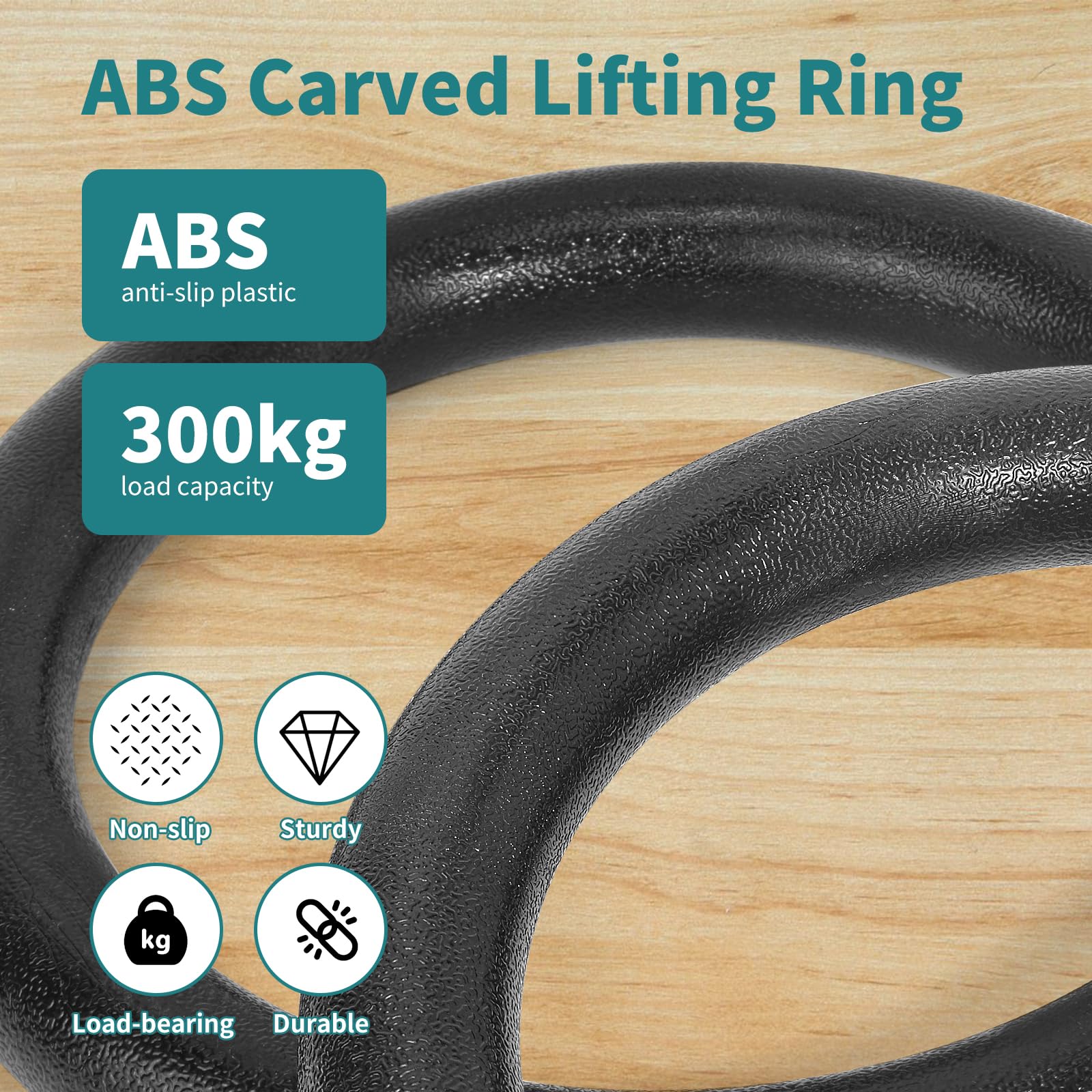 CIMOYBAI ABS-Kunststoff Gymnastikringe aus mit verstellbaren Straps für Calisthenics, Gymnastik, Olympische Ringe Durchmesser 28mm, Cross Fitness Klimmzüge & Krafttraining, Tragfähigkeit 300kg