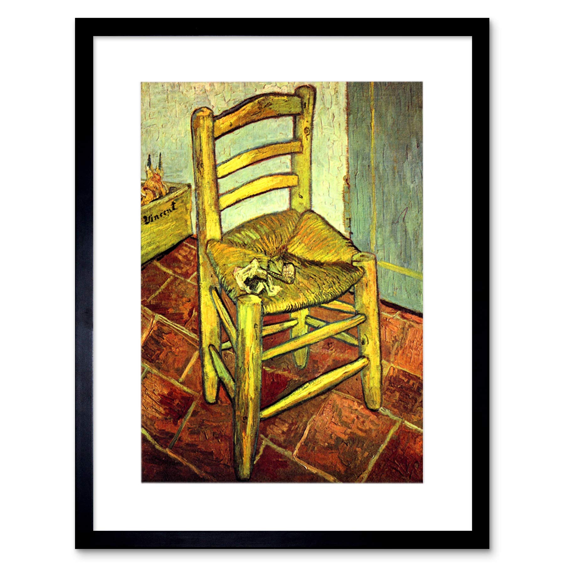 Wee Blue Coo Painting Van Gogh Vincent's Chair With Pipe Framed Wall Art Print