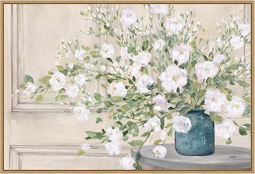 Amanti Art Lienzo enmarcado para pared, 23 x 33 pulgadas, ramo blanco de Julia Purinton, lienzo enmarcado para pared, obras de arte de flores,