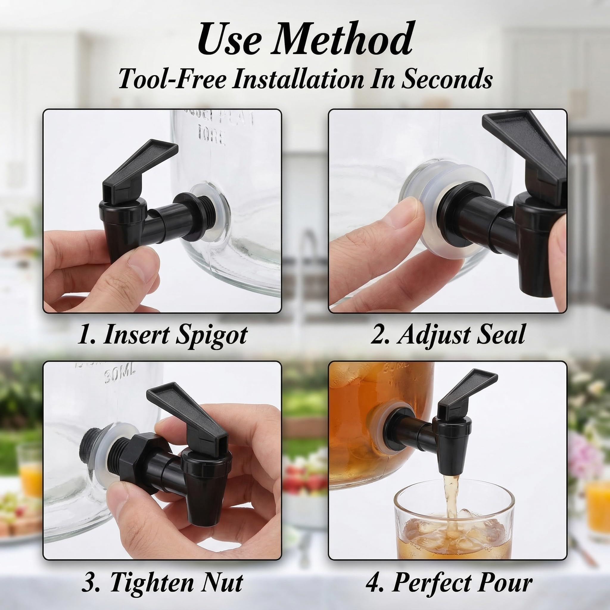 4 dispensadores de bebidas de plástico, grifo denso de 3/4 pulgadas, juego de 4 para agujeros de 17,8 mm, 4 grifos de repuesto para dispensador de zumo, barril de cerveza y depósito de agua, apto para — view 4