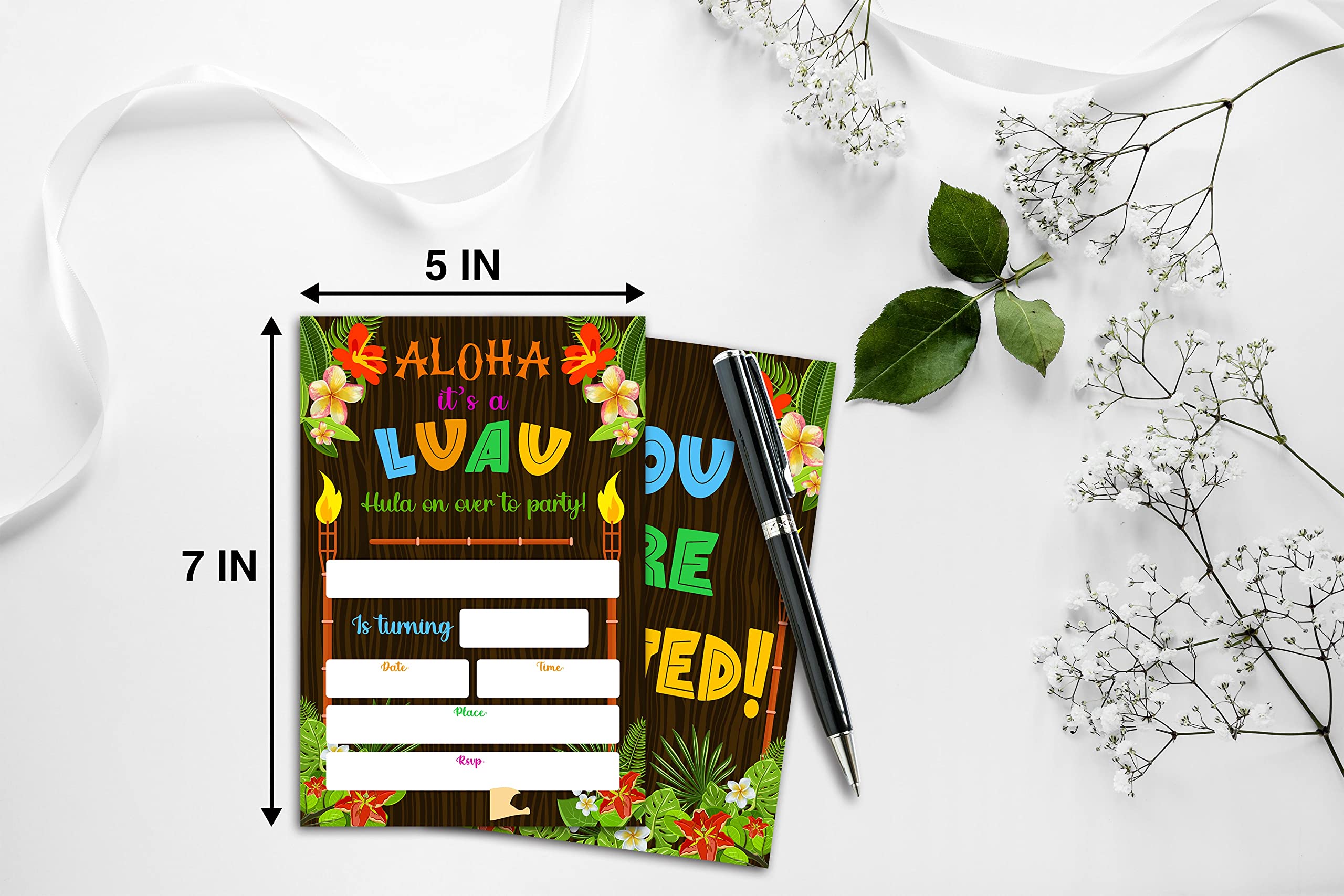 Aloha Luau Geburtstagseinladungen – 20 Stück, 10,2x15,2 Cm, Tropisches Design Mit Umschlägen