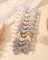 Vista 3 de doboi 10 unidades diademas para bebé niña, lazos de cabello de nailon, algodón y lino, accesorios de cabello hechos a mano finos para recién