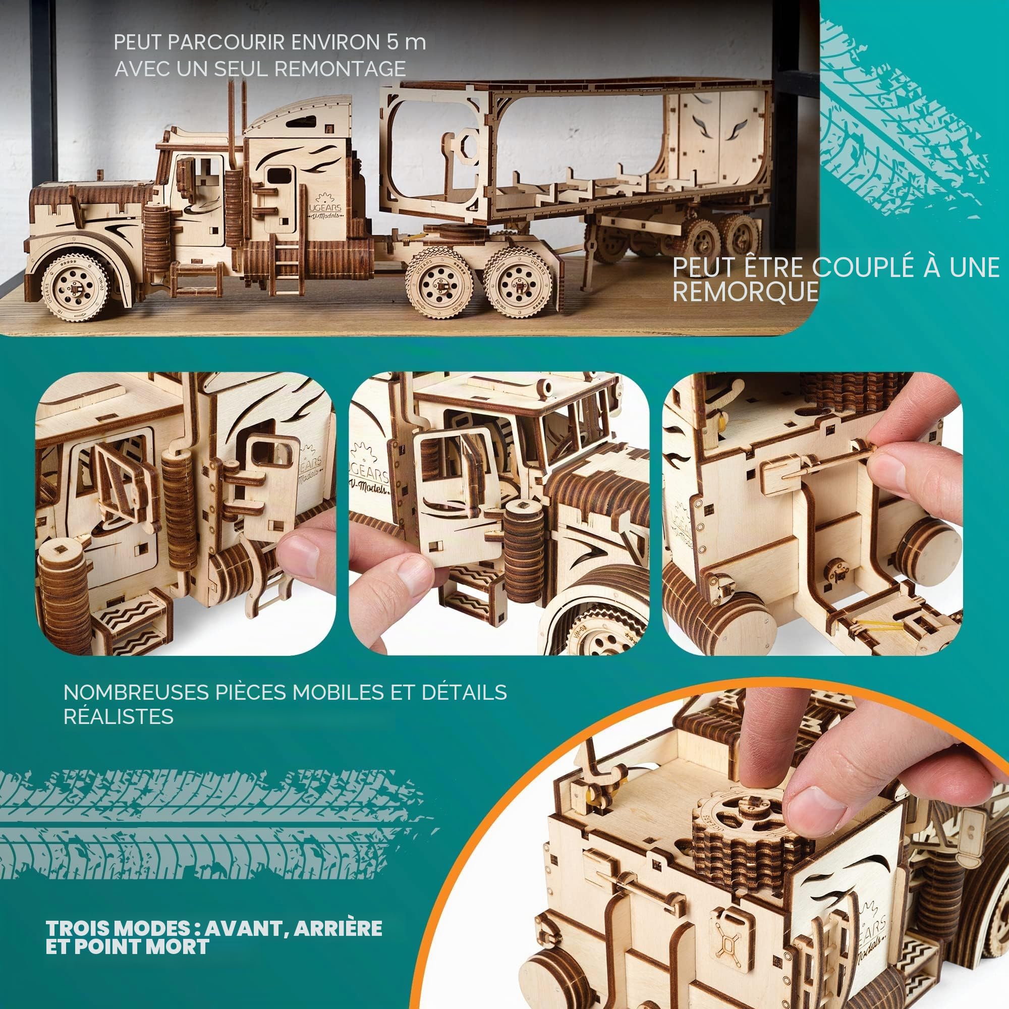 Kit de Bricolage de Camion UGEARS - Modèle de Camion Lourd garçon Cadeau de fête des pères - Modèle de Bricolage Miniature en contreplaqué - Idée Cadeau Unique et intéressante VM-03