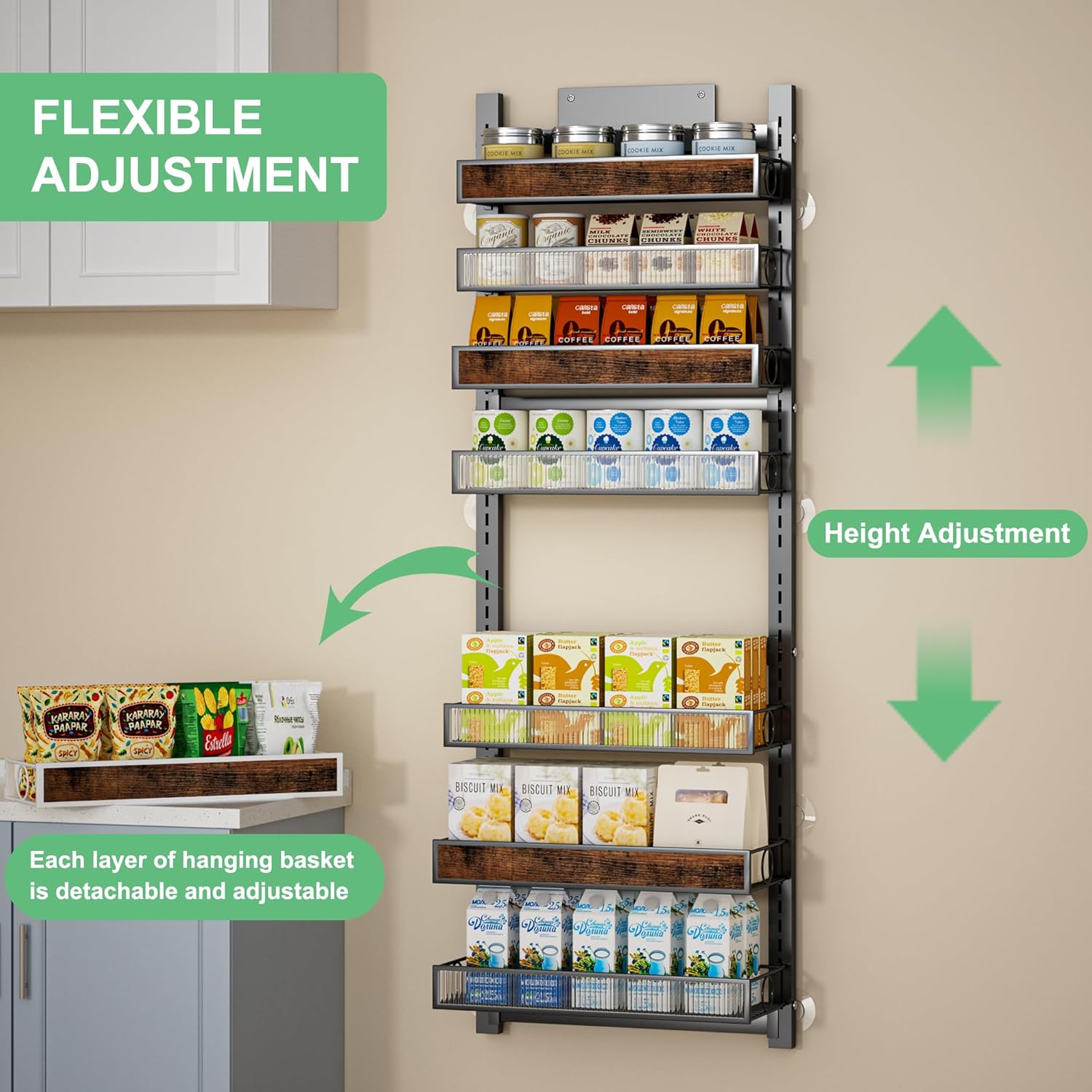 magnetic shelf for fridge & over the door pantry organizer