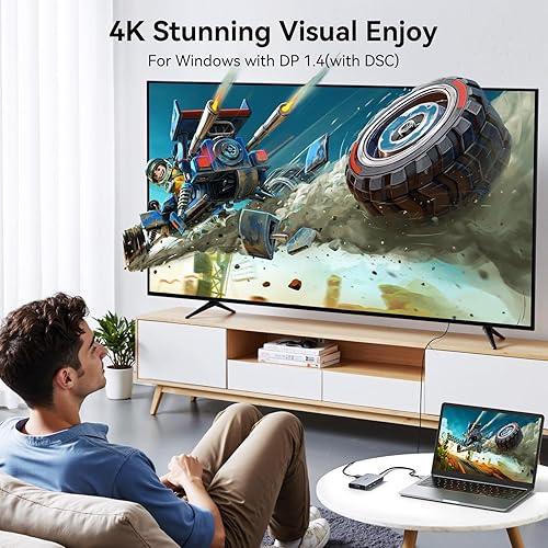 Miniatura 3 de Estación de acoplamiento USB C Adaptador de monitor dual para Dell HP, estación de acoplamiento para laptop 3 monitores Quad Display USB C Hub