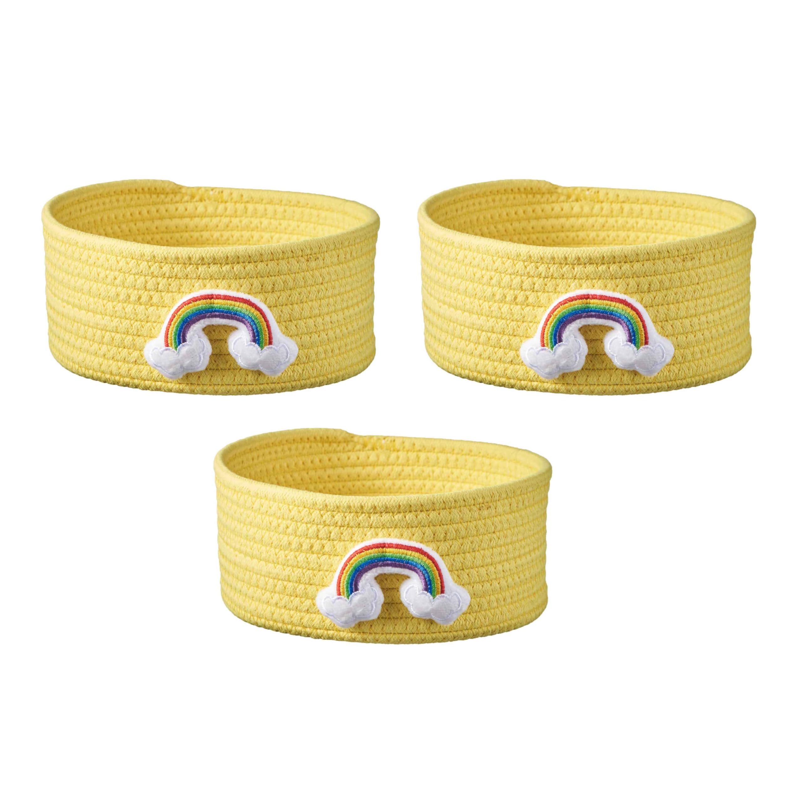 Eden & Willow Rainbow Cotton Nursery Room Storage Basket - Eco-Friendly, Durable, And Playful Organisation Solution For Children With Adorable Designs - Set Of 3 (, Medium)
