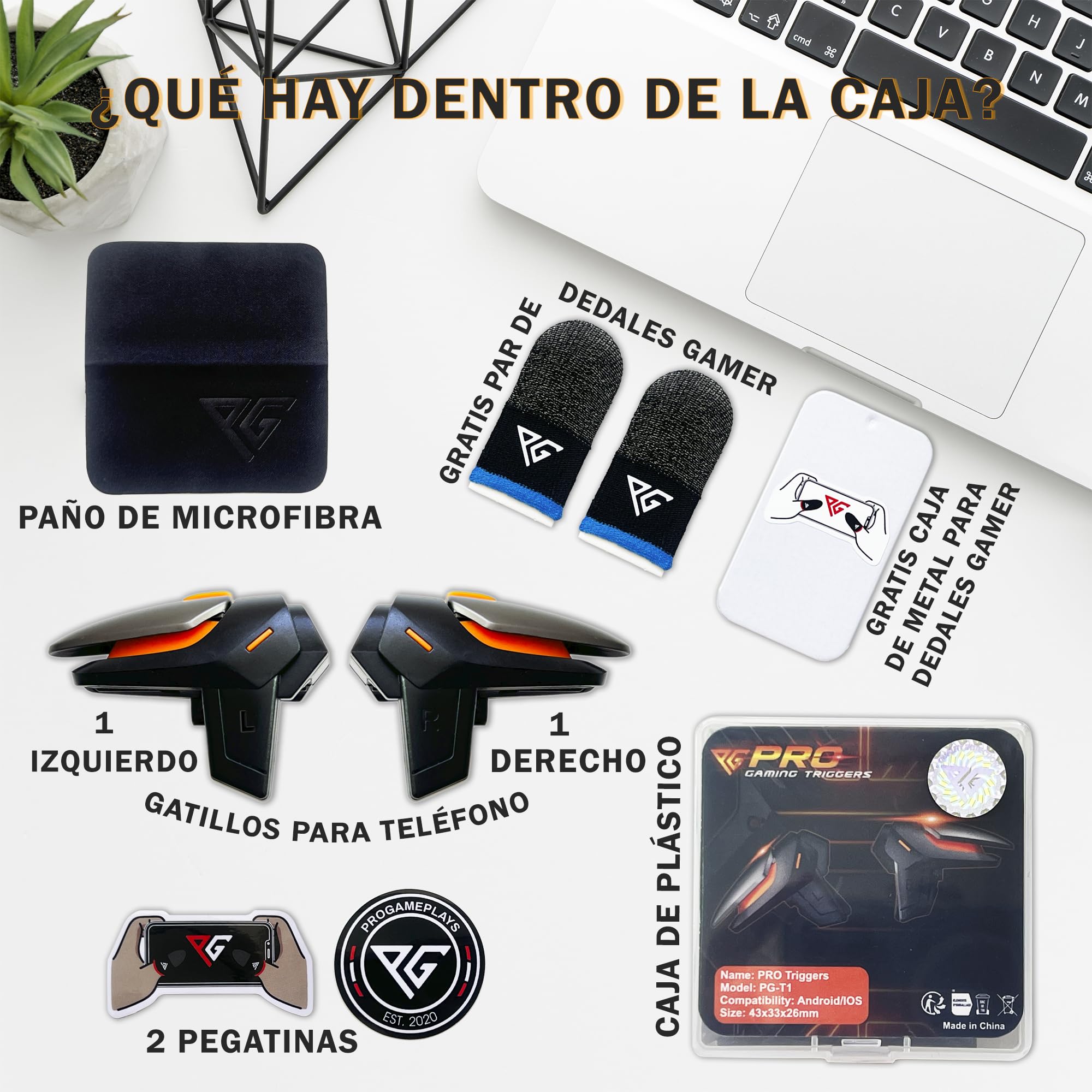 Progameplays Phone Triggers Controller Compatible con iPhone/Android, Disparar y Apuntar Sensible L1 & R1 Pubg Trigger (T1)