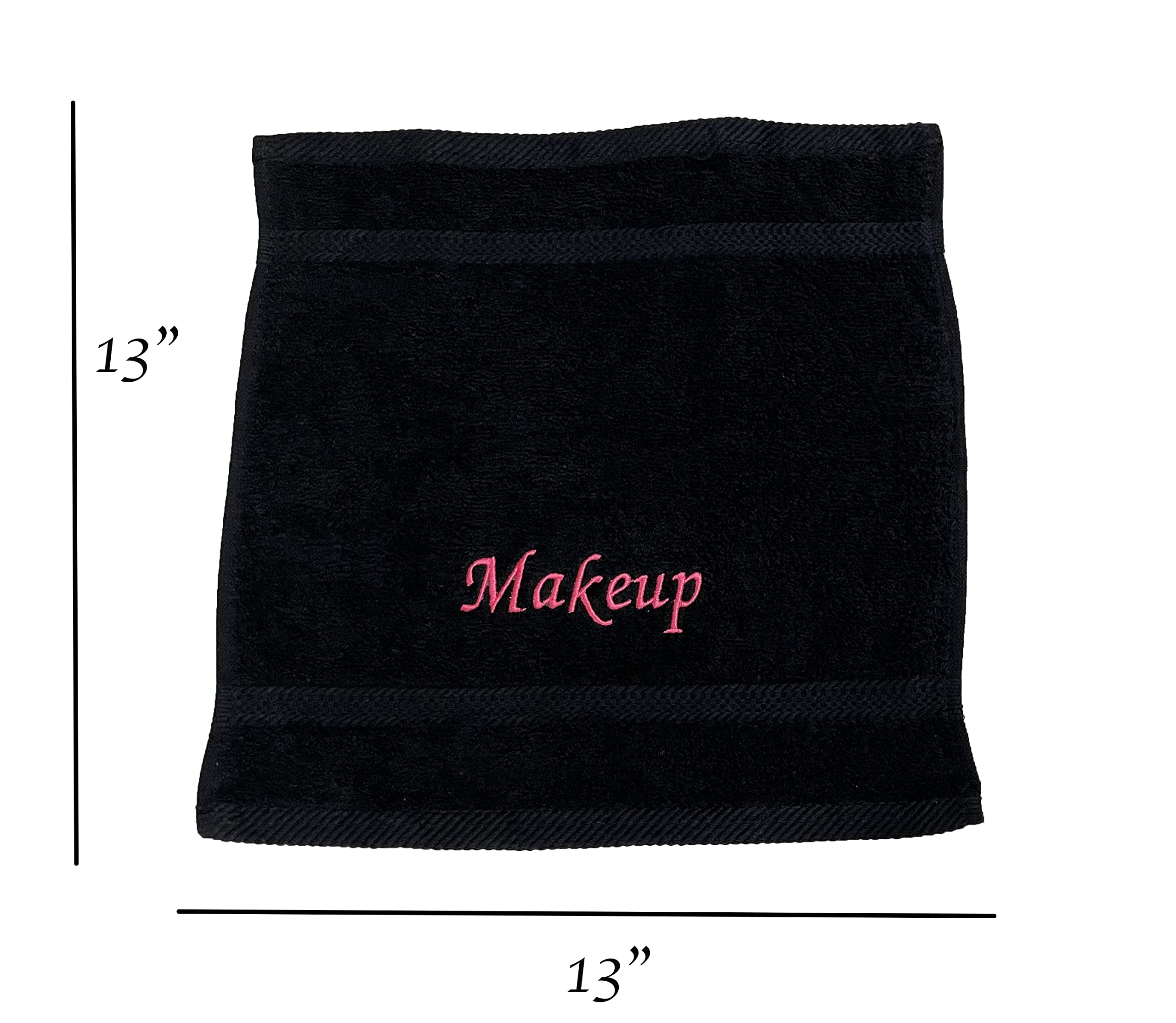 Liberty21 Serviettes démaquillantes. 100 % coton doux brodé. Nettoyage du visage, serviettes réutilisables noires. 6 serviettes incluses dans le lot.