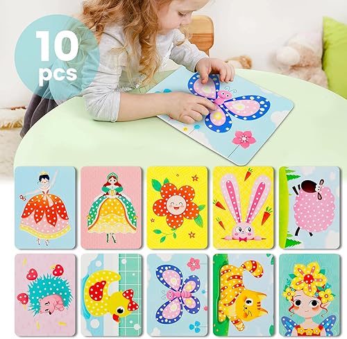 Miniatura 2 de Pintura creativa de rompecabezas, pintura de pinchazo, arte de tela, 10 temas Poke Art DIY Toys, Childhood Infinite Dream pintado a mano, kit de