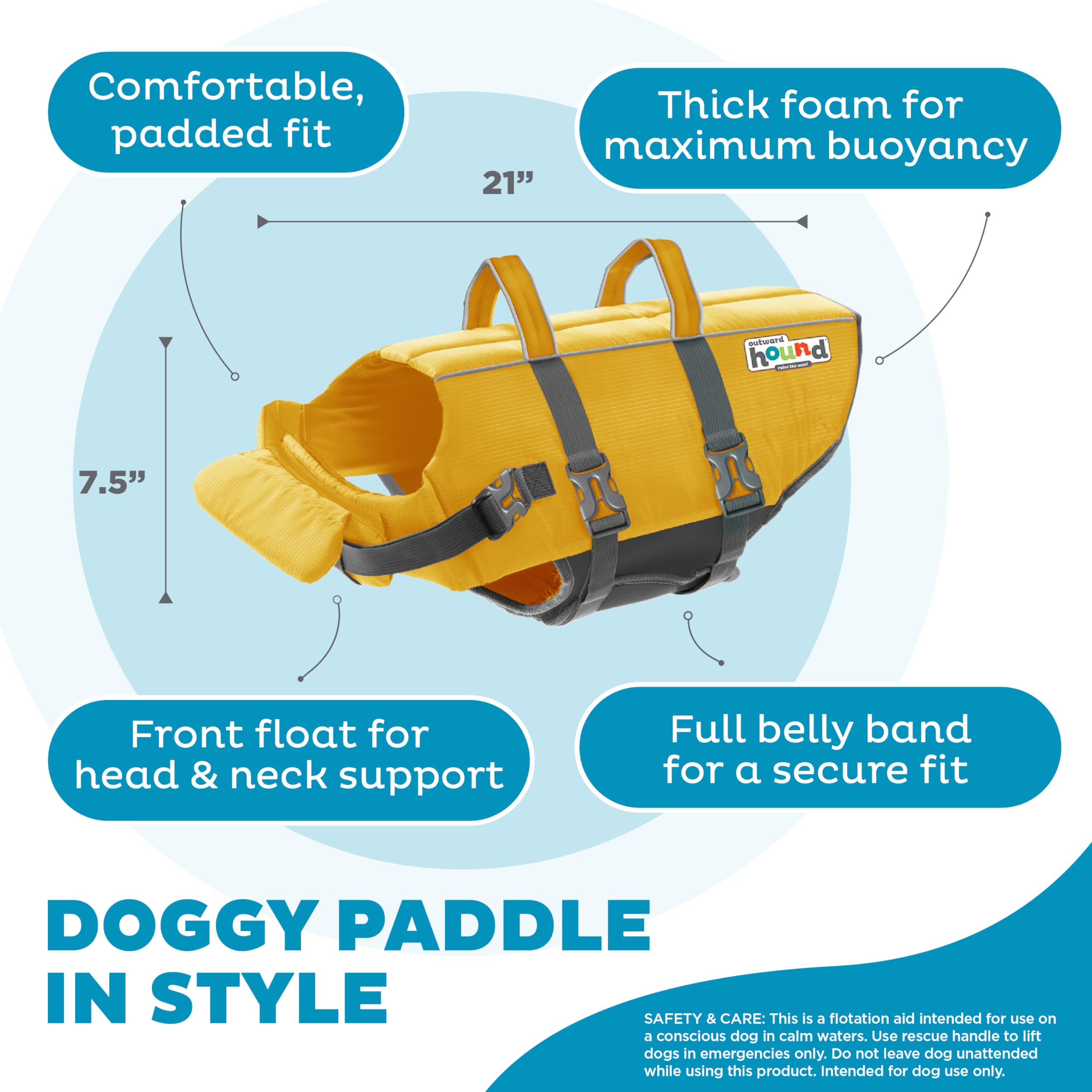 Outward Hound Granby Splash Gilet de Sauvetage pour Chien Jaune Taille XL