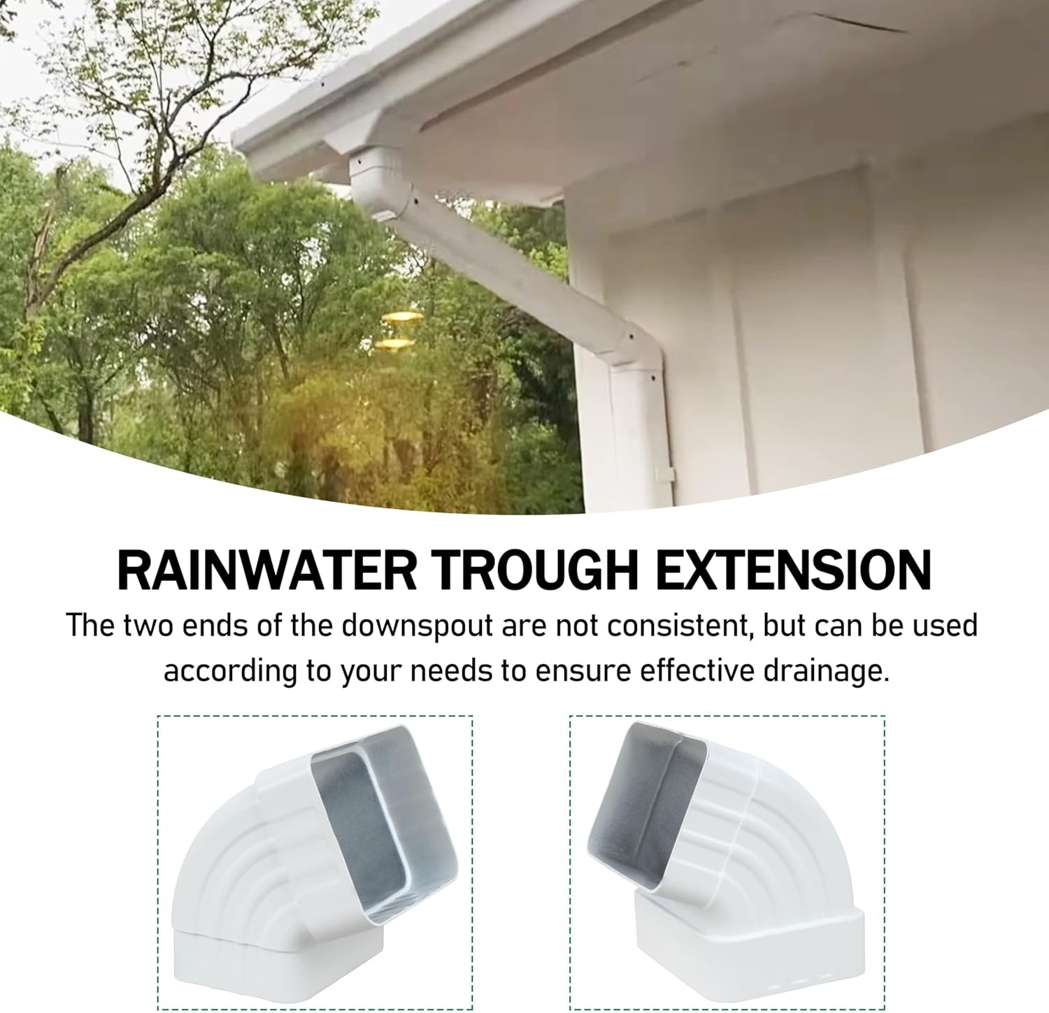 65° Gutter Elbow Roofing Gutter downspout Aluminum Downspout Elbow 2x3 White (Gutter Elbow 2x3in)