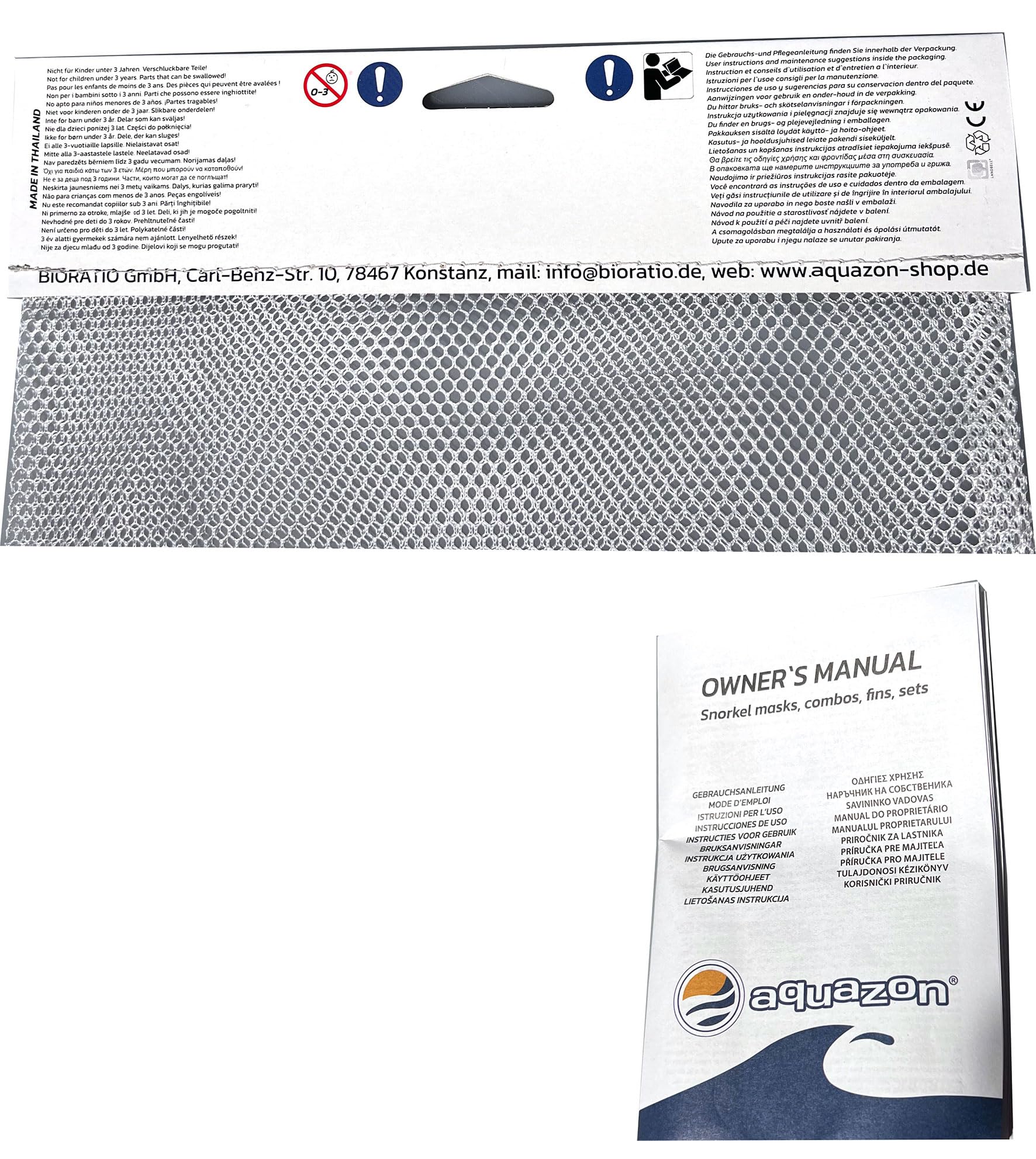 AQUAZON Miami Schnorchelset, Schwimmset, Tauchset, Taucherbrille mit Anti Fog Tempered Glas, Silkon, Semi Dry Schnorchel, verstellbare Flossen für Kinder, Farbe:Dark Blue, Größe:27/31