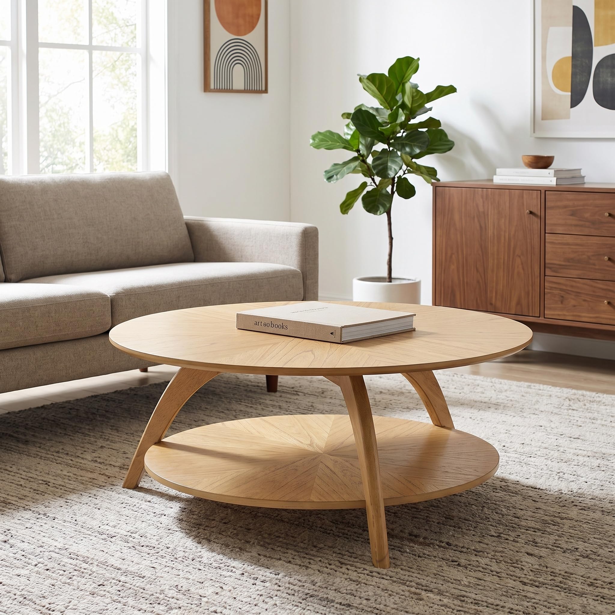 Amazon.com: Martin Svensson Home LAX Mid Century Round Wood Coffee