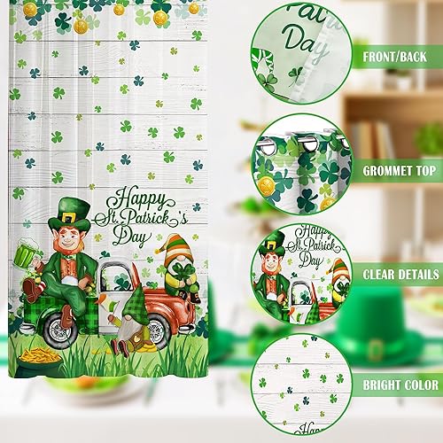 Miniatura 7 de Cortinas del día de San Patricio para sala de estar, camión de gnomo, granja, decoración del día de San Patricio para ventana de la habitación del