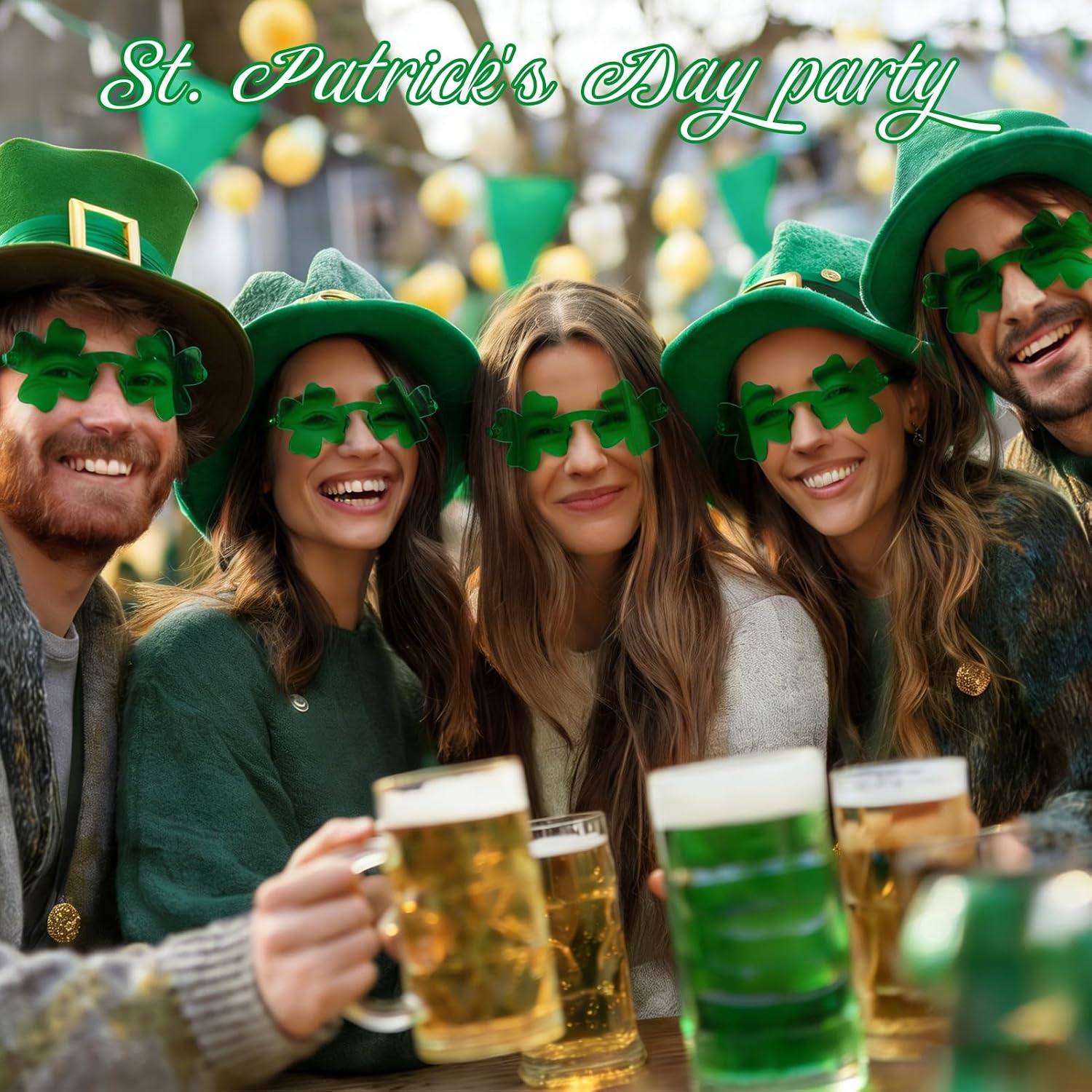 24 Pairs St. Patrick's Day Glasses, Irish Four Leaf Shamrock Clover Eyeglasses Plastic Shutter Glasses Saint Patricks Day Accessories Green Party Favors Supplies