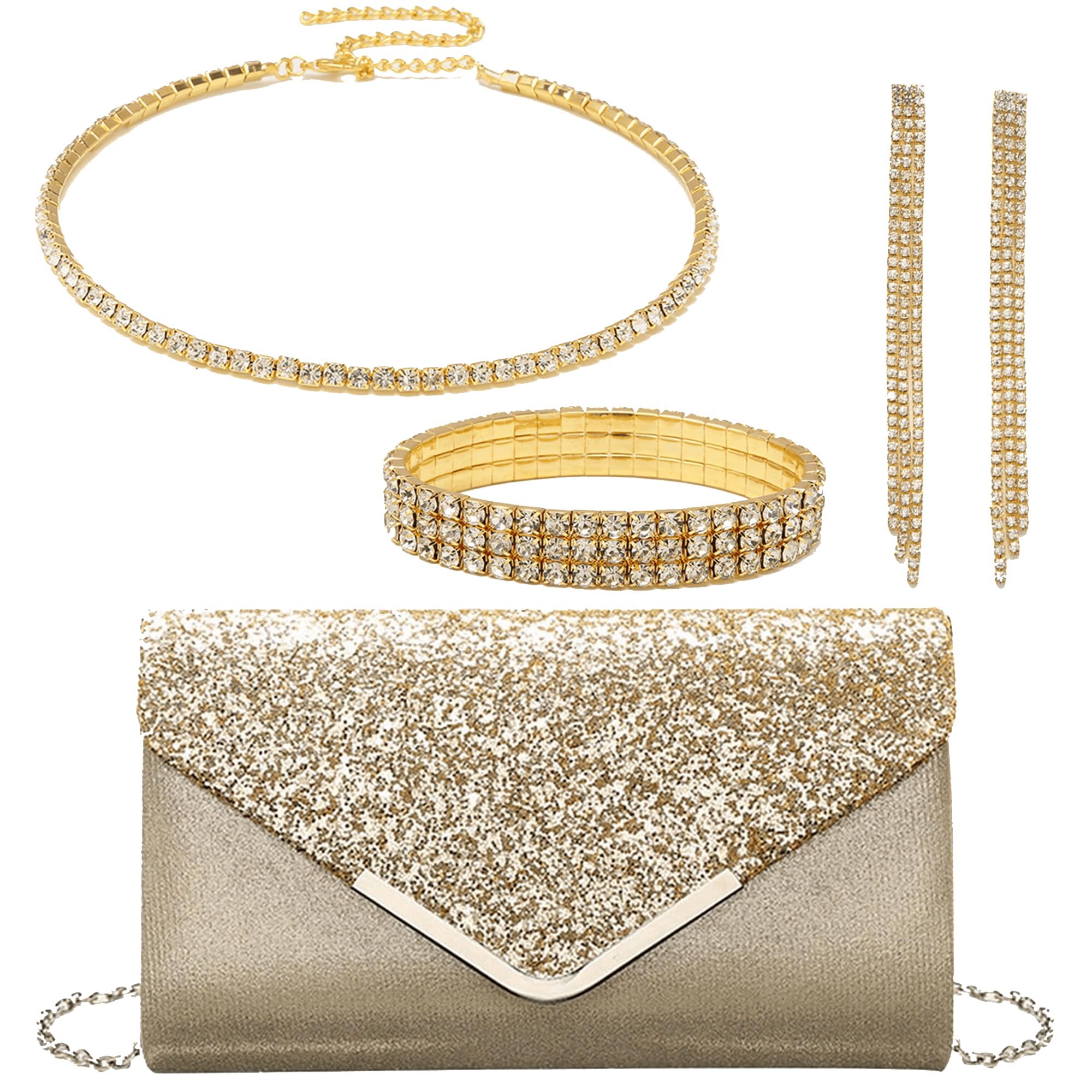 Lot de 4 sacs à main à paillettes pour femme - Sac à main de soirée ou de mariage - Accessoire de mariage - Pour bal de fin d'année - Élégant