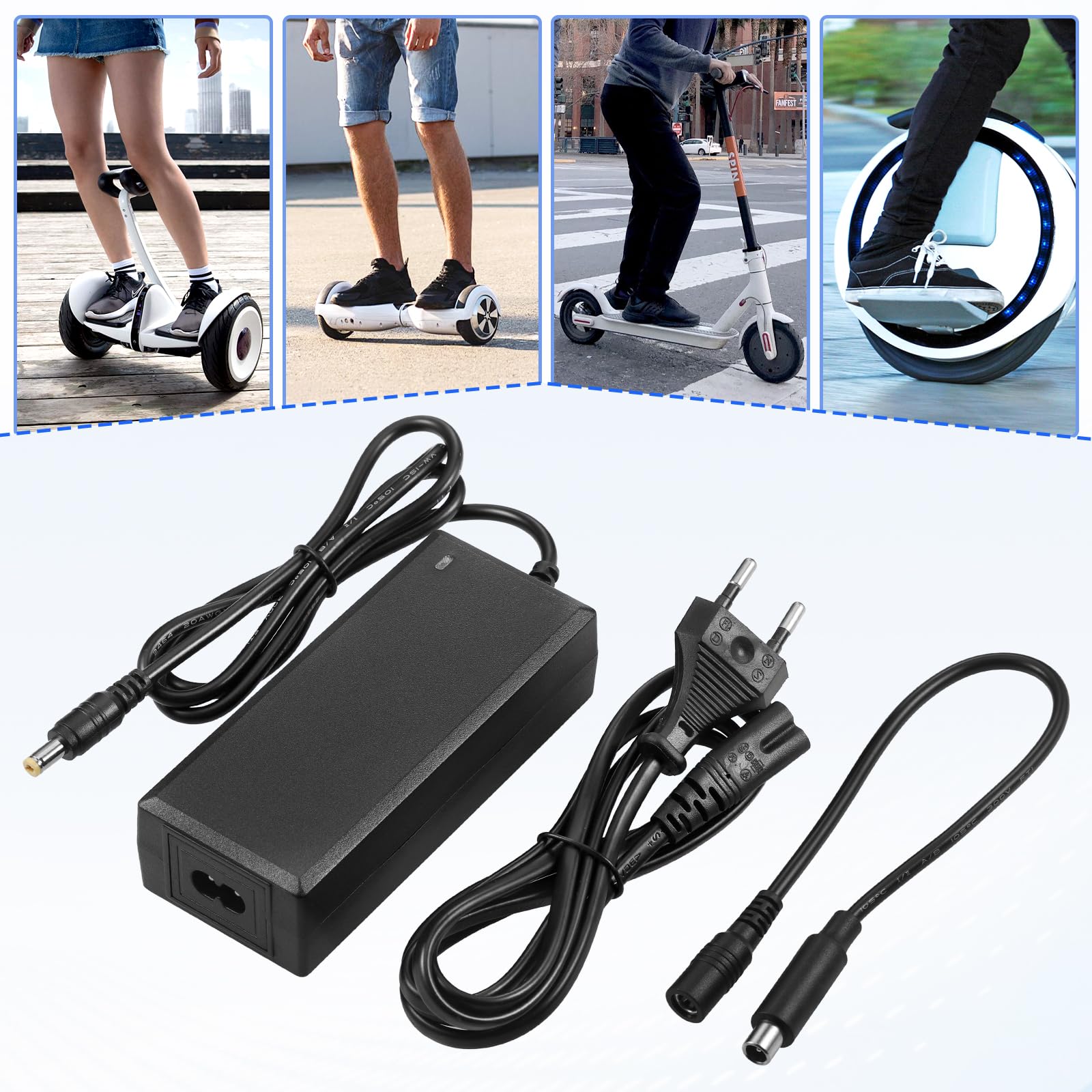 JIZZU Cargador Patinete Xiaomi 42V 2A AC a DC para M365 Pro Pro 2 Mi 3 Ninebot Segway