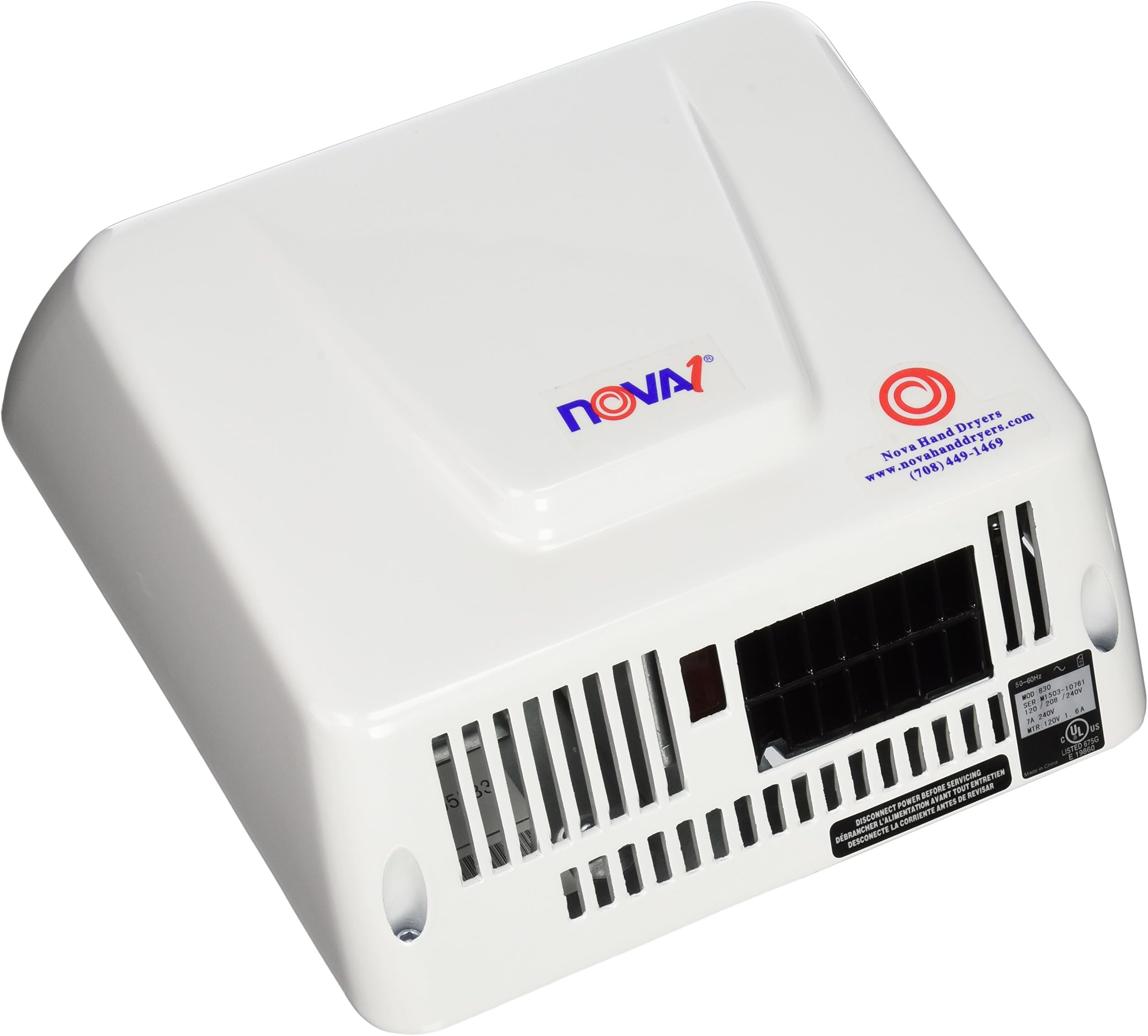 World Dryer - 83000000 0830 NOVA 1 Economical Surface Mounted ADA Hand Dryer, Universal Voltage110-120V/208-240V, Aluminum Cover, White