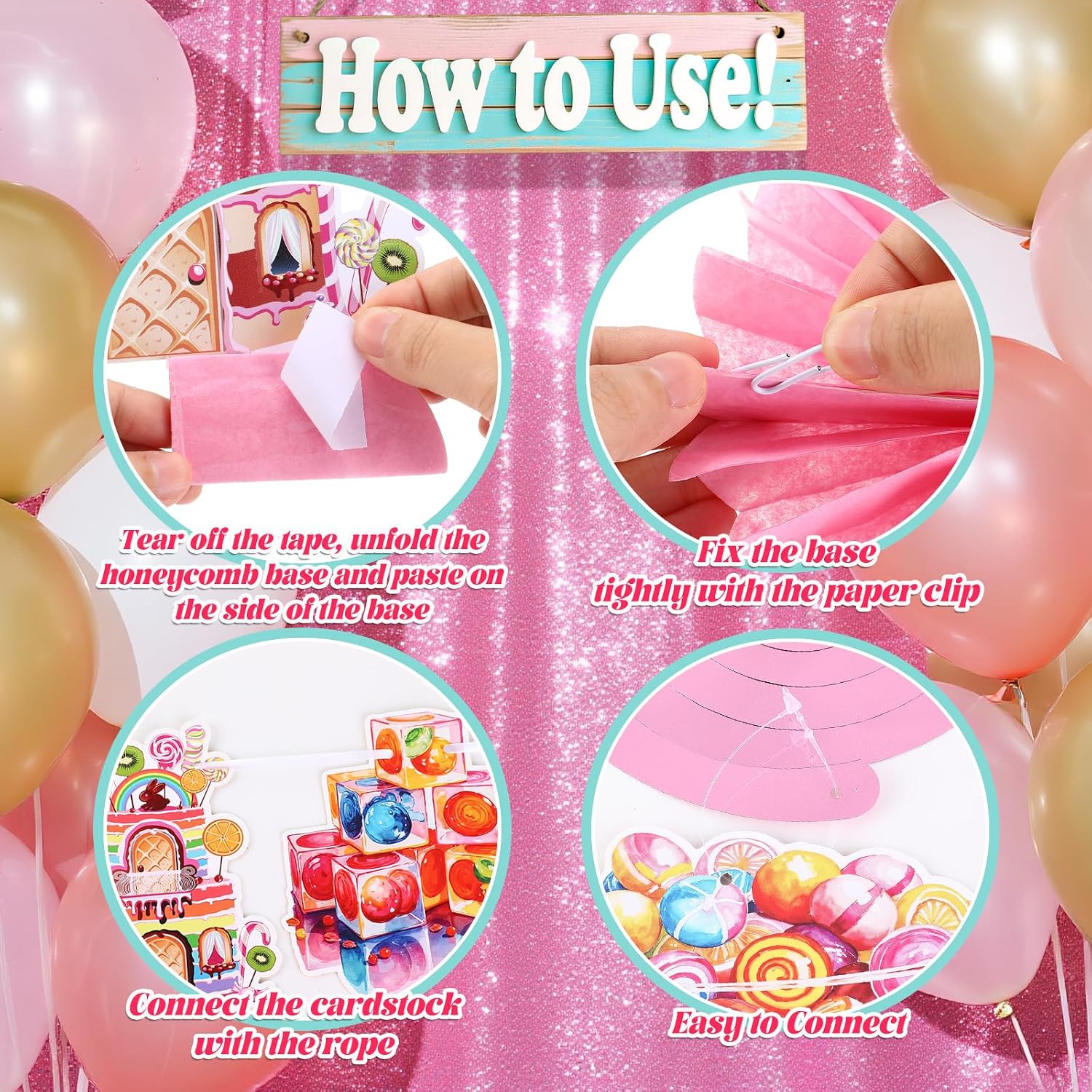 Candyland Party Decorations Welcome to Candy Land Banner Colorful Lollipop Hanging Swirls Honeycomb Candyland Decor Candy Themed Party Decorations for Sweet Candy Shop Baby Shower Birthday Supplies