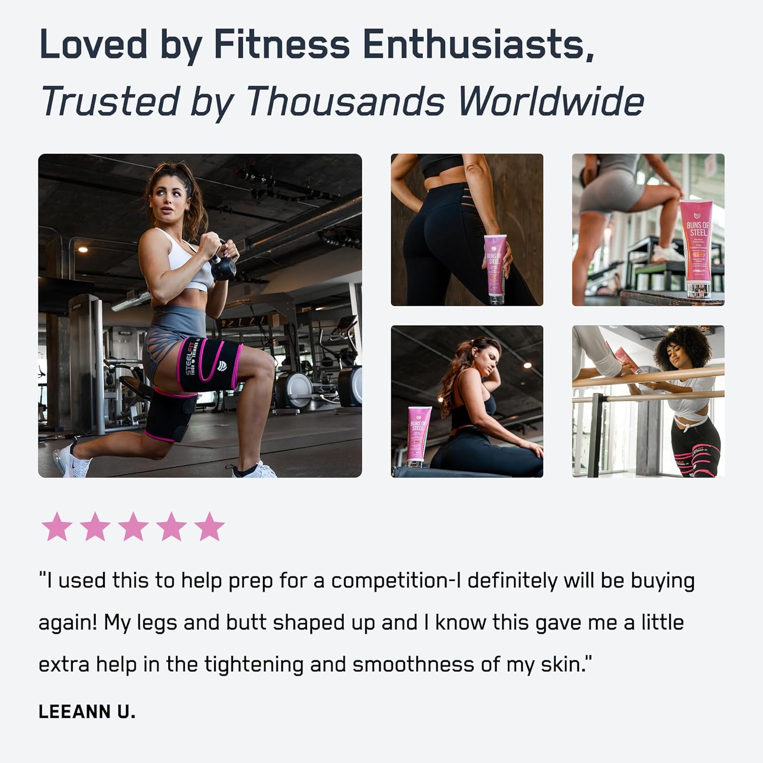 SteelFit Maximum Toning Cellulite Cream, Buns of Steel - Skin Firming & Tightening Body Lotion with Caffeine for Stretch Marks - Anti-Cellulite Remover Treatment for Booty, Thighs, Legs & Glutes - Image 5