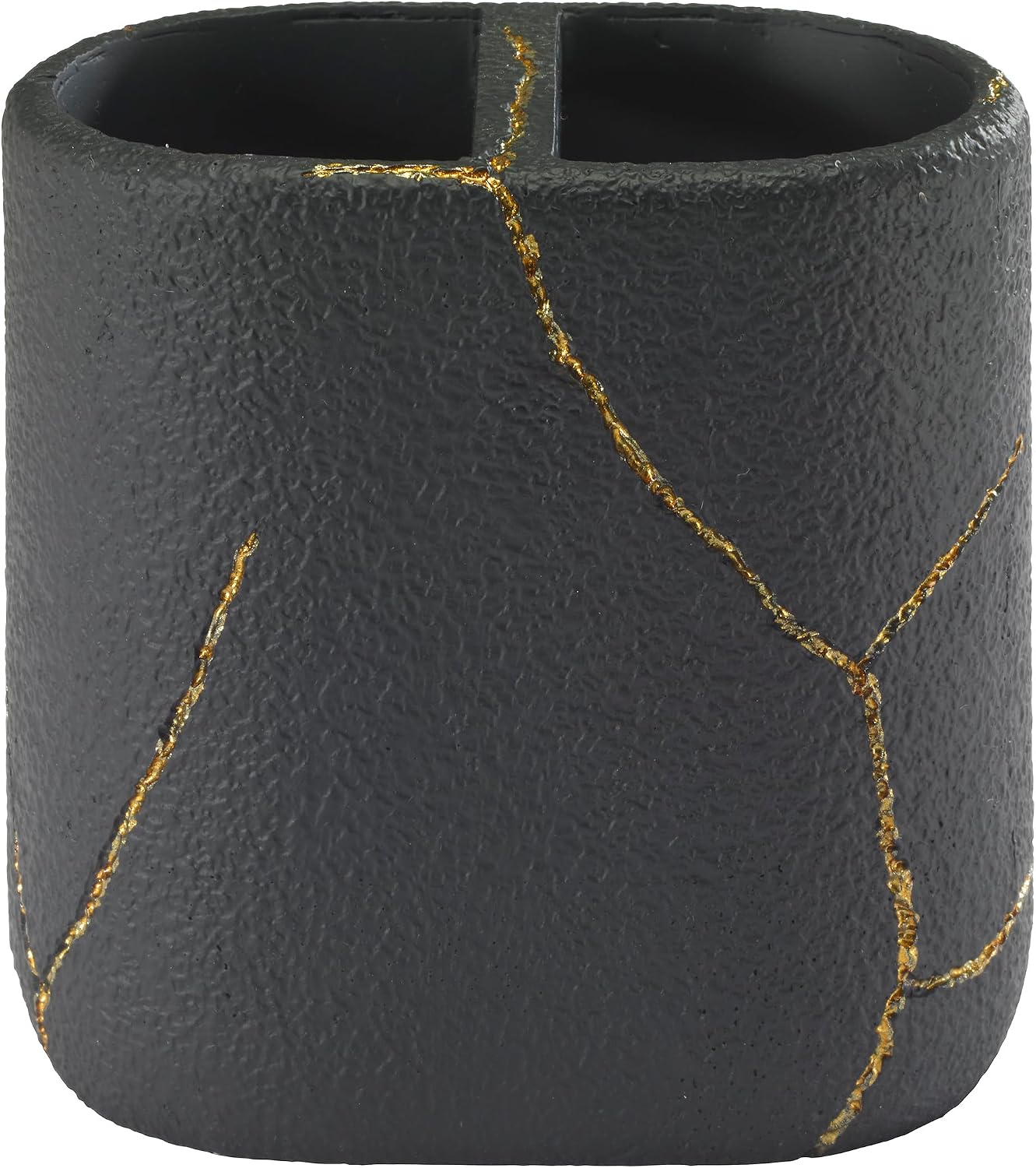 Nicole Miller - Toothbrush Holder, Resin Countertop Accessories, Dorm Room Essentials (Sydney Collection, Black/Gold)