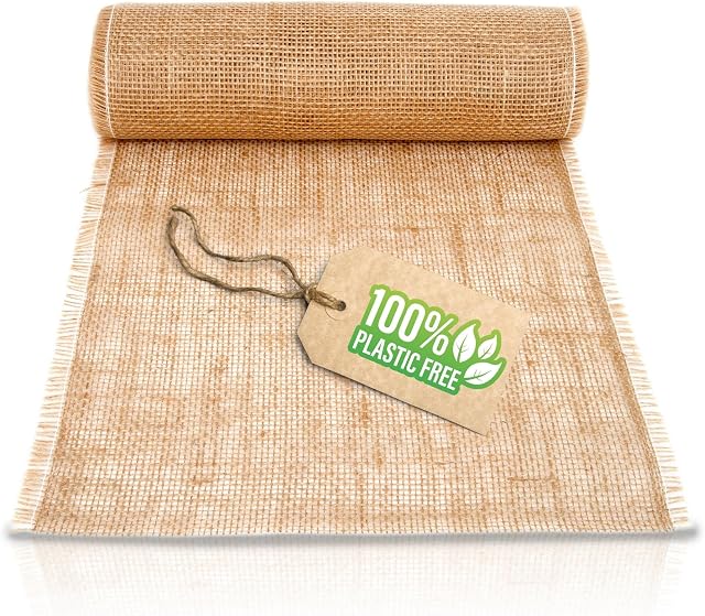 HappyNaps® Burlap Table Runner  Vintage Table Decoration - Natural Jute Table Runner  10 Metre Long Roll  30 cm Wide  Double Reinforced Seams to Prevent Fraying