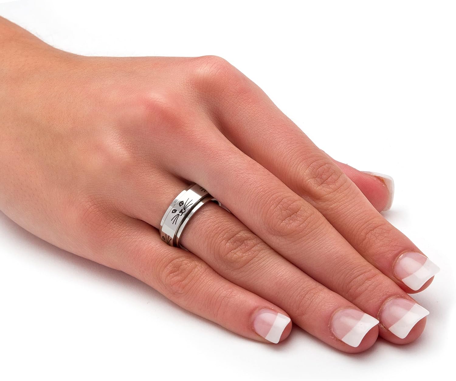 PalmBeach Stainless Steel Cat Lady Spinner Ring Sizes 6-10