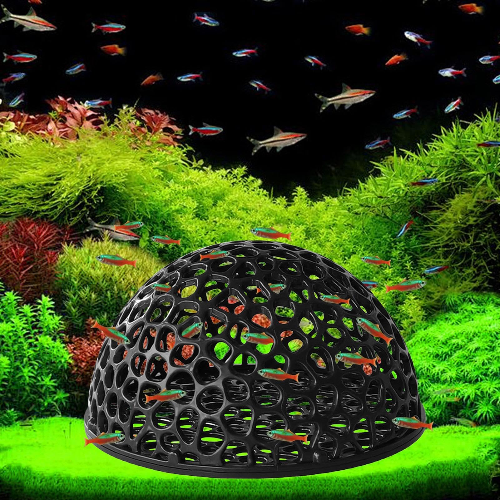 Grotte d'aquarium en résine naturelle aspect roche, abri durable pour poissons, décoration d'aquarium creux, cabane d'élevage | grotte de repos immergée pour crevettes, tortues, betta, cachette de