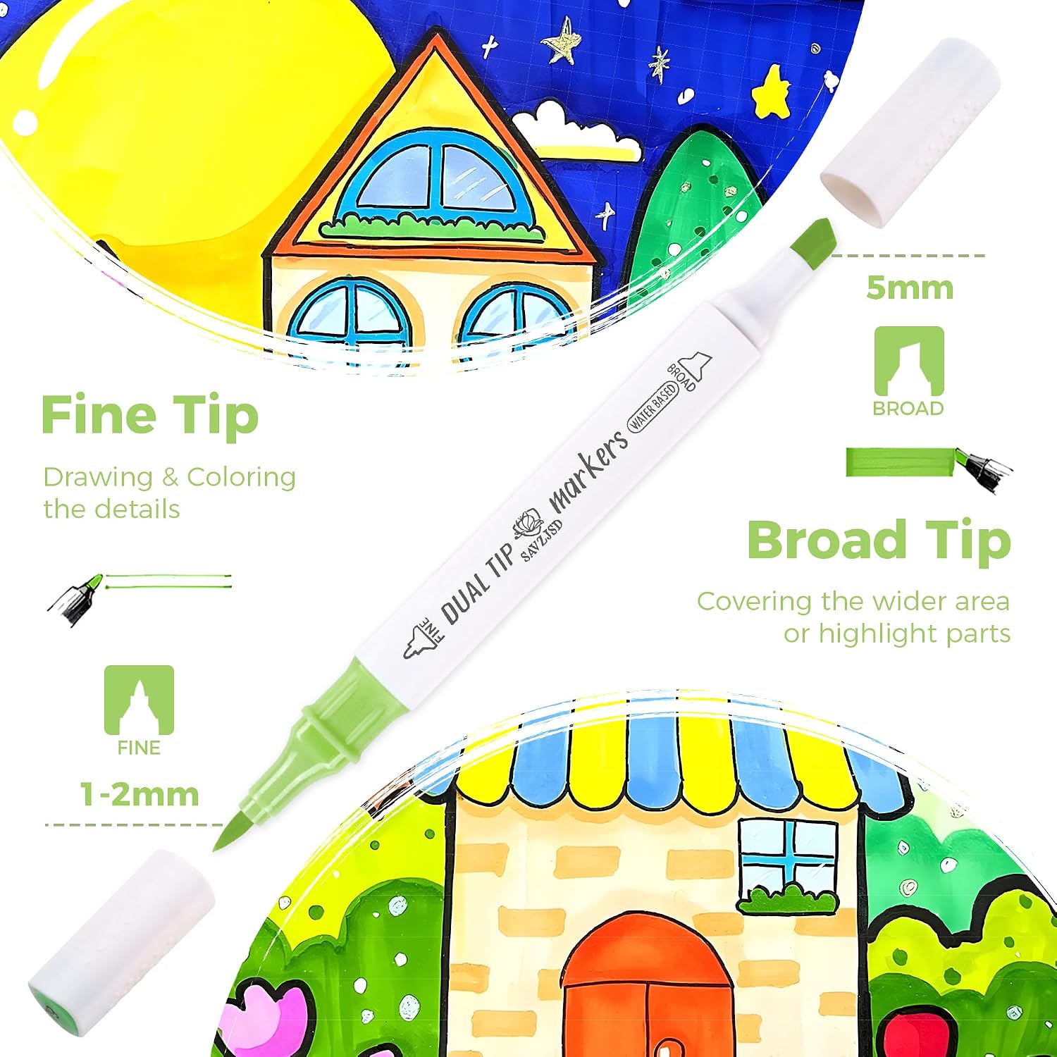 SAVZJSD 240 Colors Markers Set, 240 Colors Dual Tip Markers Set, Fine & Chisel Double Tipped Art Markers for Kids Adults Beginners & Artists in Coloring, Painting(Water-based Markers) image 2