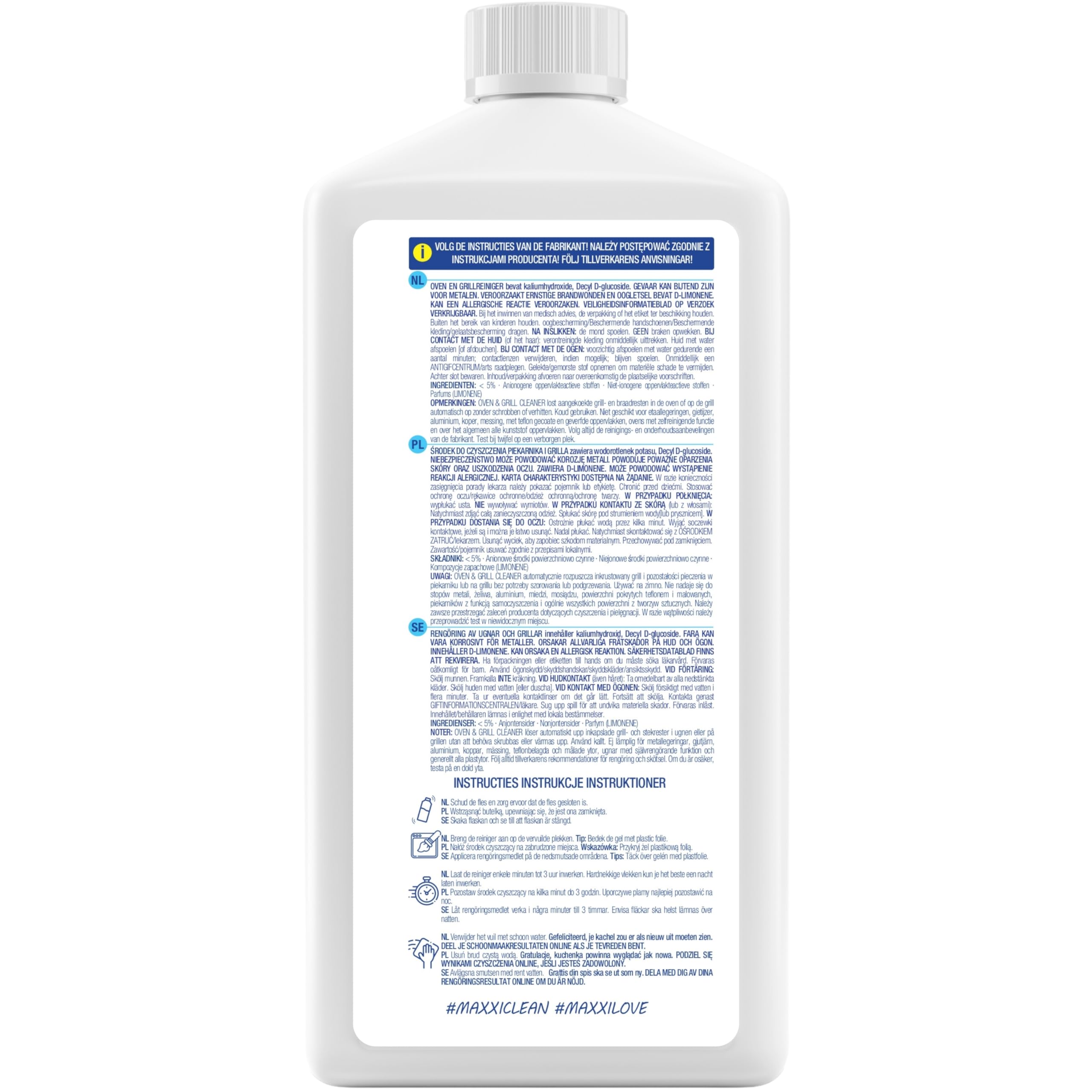 Maxxi Clean | Kit di pulizia per forno e grill | 750 ml di gel con 1 pennello | detergente e sgrassatore extra potente per forno, piano cottura e grill | scioglie le incrostazioni