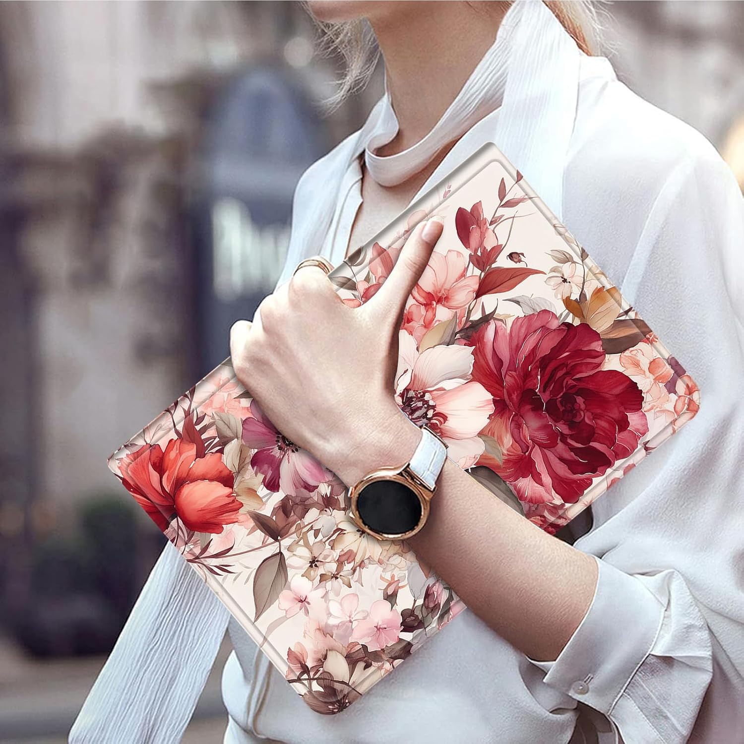 Case for iPad (A16) 11th Generation 11 Inch (2025)/ iPad 10th Generation 10.9 inch 2022,Slim PU Leather Smart Cases Covers with Auto Wake/Sleep-Gorgeous Peony Flowers