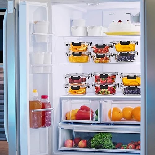 Miniatura 6 de Sorbus Recipientes de vidrio para preparación de comidas, aptos para lavavajillas y horno, reutilizables, aptos para congelador, con tapas herméticas