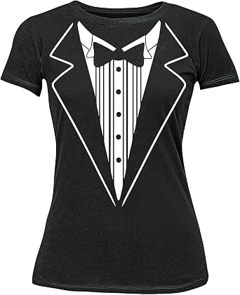 P&B Tuxedo White Funny Womens T-Shirt