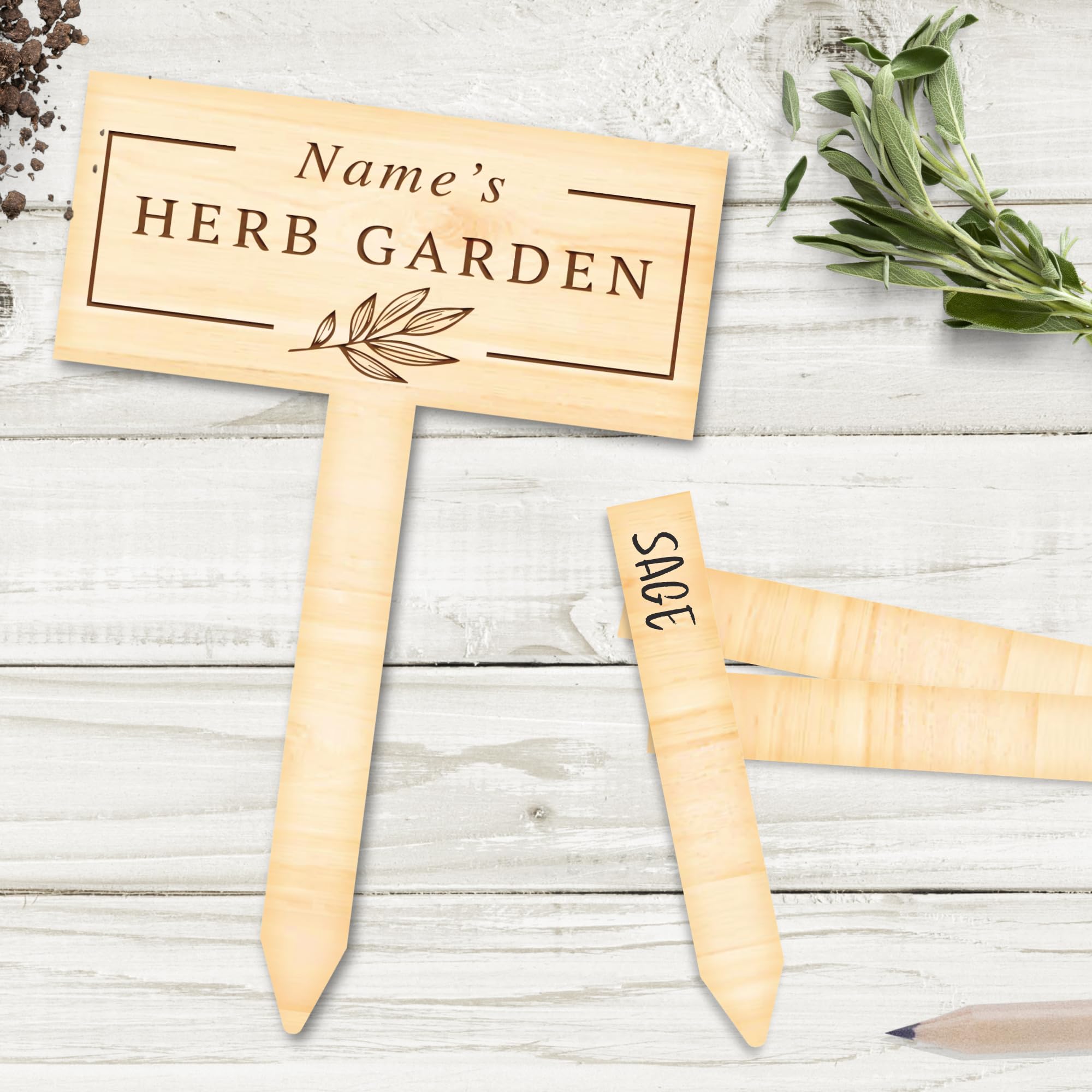 Herb Garden Sign Personalised/Indoor Herb Garden Plaque/For Allotment Garden Shed/Vegetable Patch - Gardening Gift - Add Herb Markers