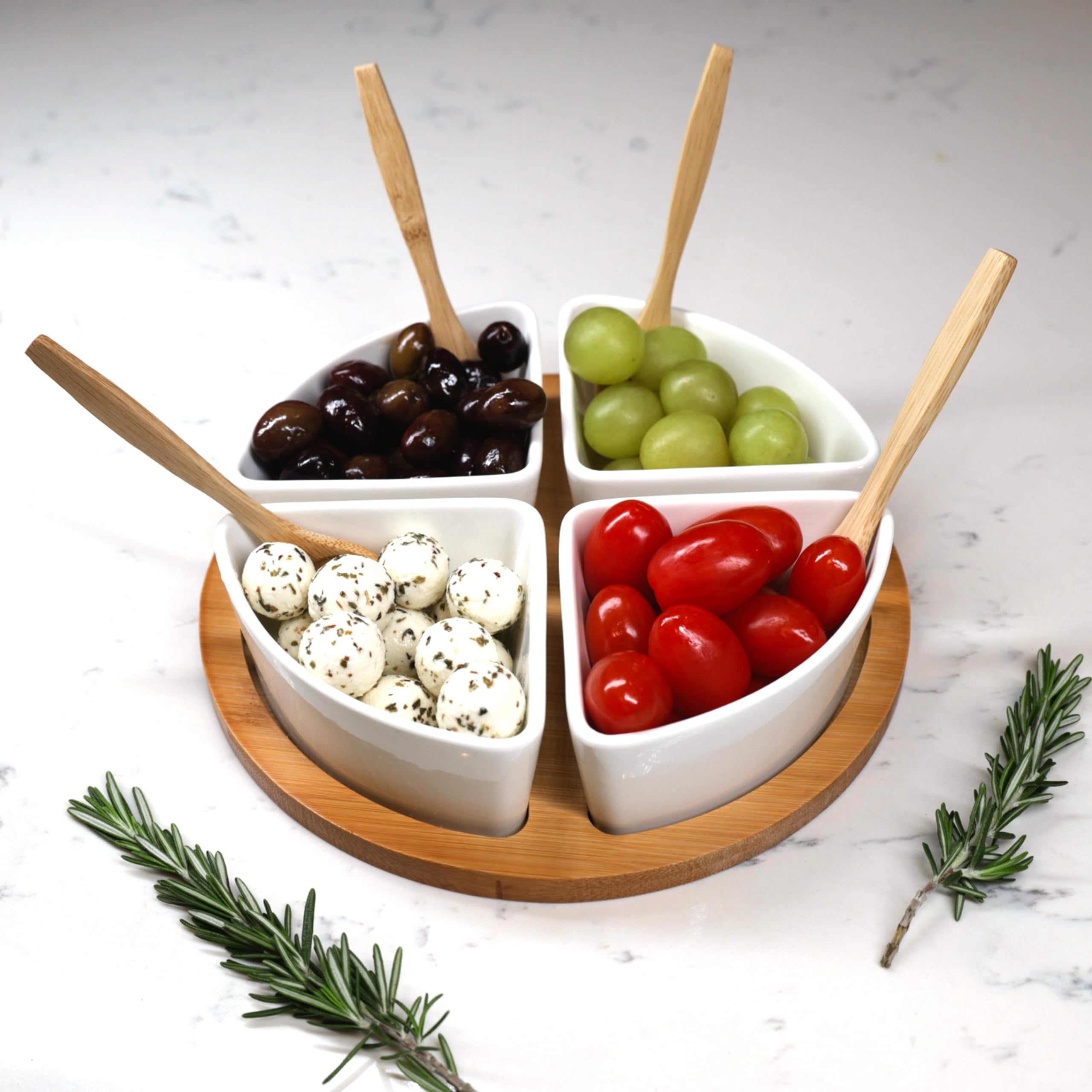 Amazon.com | JS Gourmet 4 Ceramic Divided Serving Dishes and