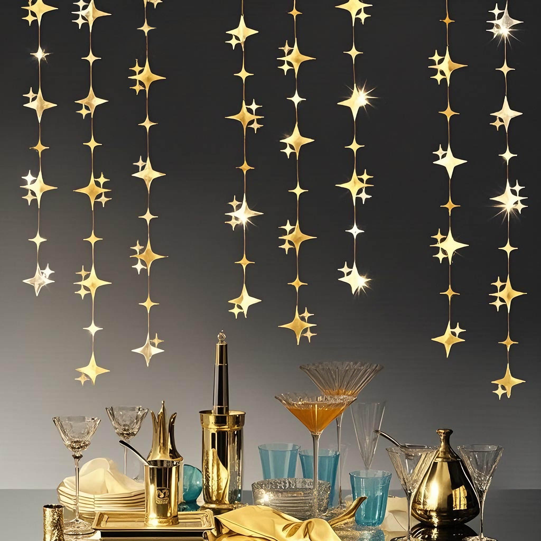 Glitter Gold Star Garland - 40 Feet for Parties & Weddings -3 Glitter Gold Star Garland - 40 Feet for Parties & Weddings -3