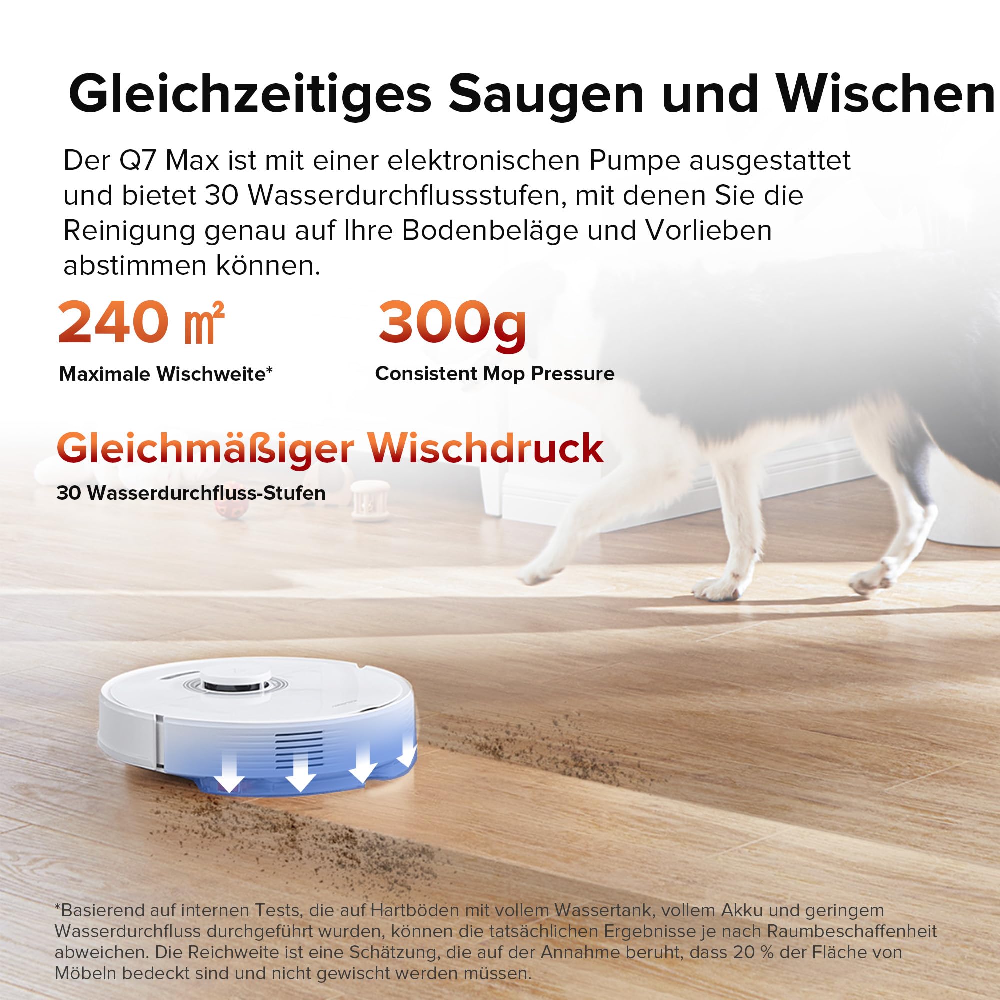 Roborock Q7 Max Saugroboter mit Vollgummibürste, 4200Pa Saugkraft, PreciSense-LiDAR-Navigation & 3D Mapping, Teppiche, Tierhaare, App/Alexa (Weiß) (Generalüberholt)
