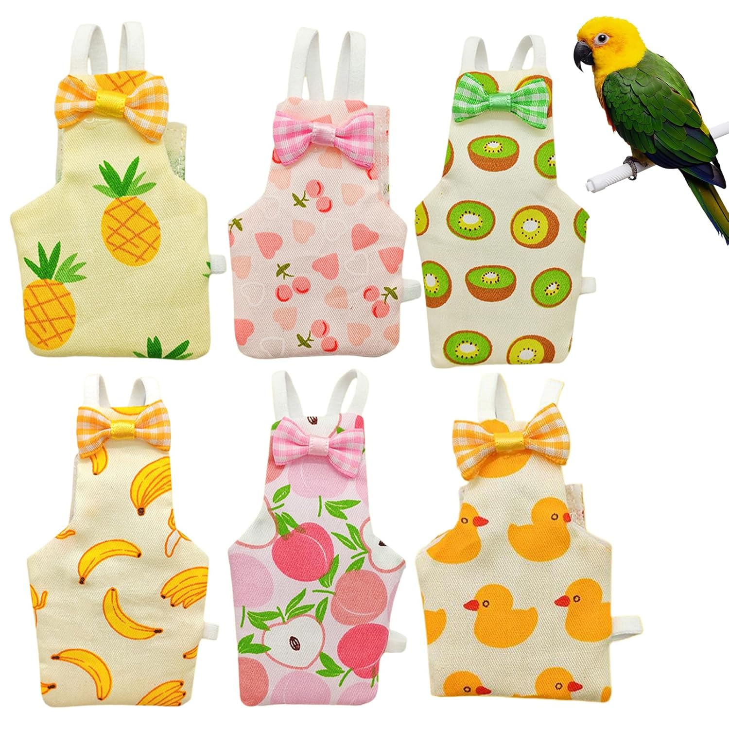 6 PCS Bird Diaper, Parrot Diaper Flight Suit, Cute Pigeon Pants, Waterproof Inner, Reusable, Suitable for Conure, Lovebird‌‌, Parakeet‌, Budgerigar, Pet Chicken&Duck, Guinea Pig