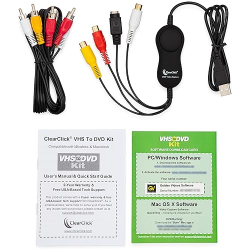 VHS To DVD Kit For PC & Mac USB Device, Software